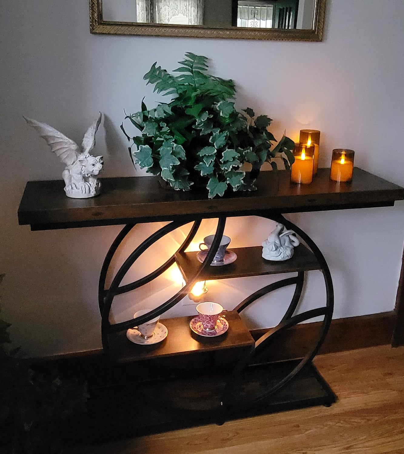Huuger 41.3 Inch Entryway Table with Artistic Curved Metal Frame,Sofa Table customer photo 1