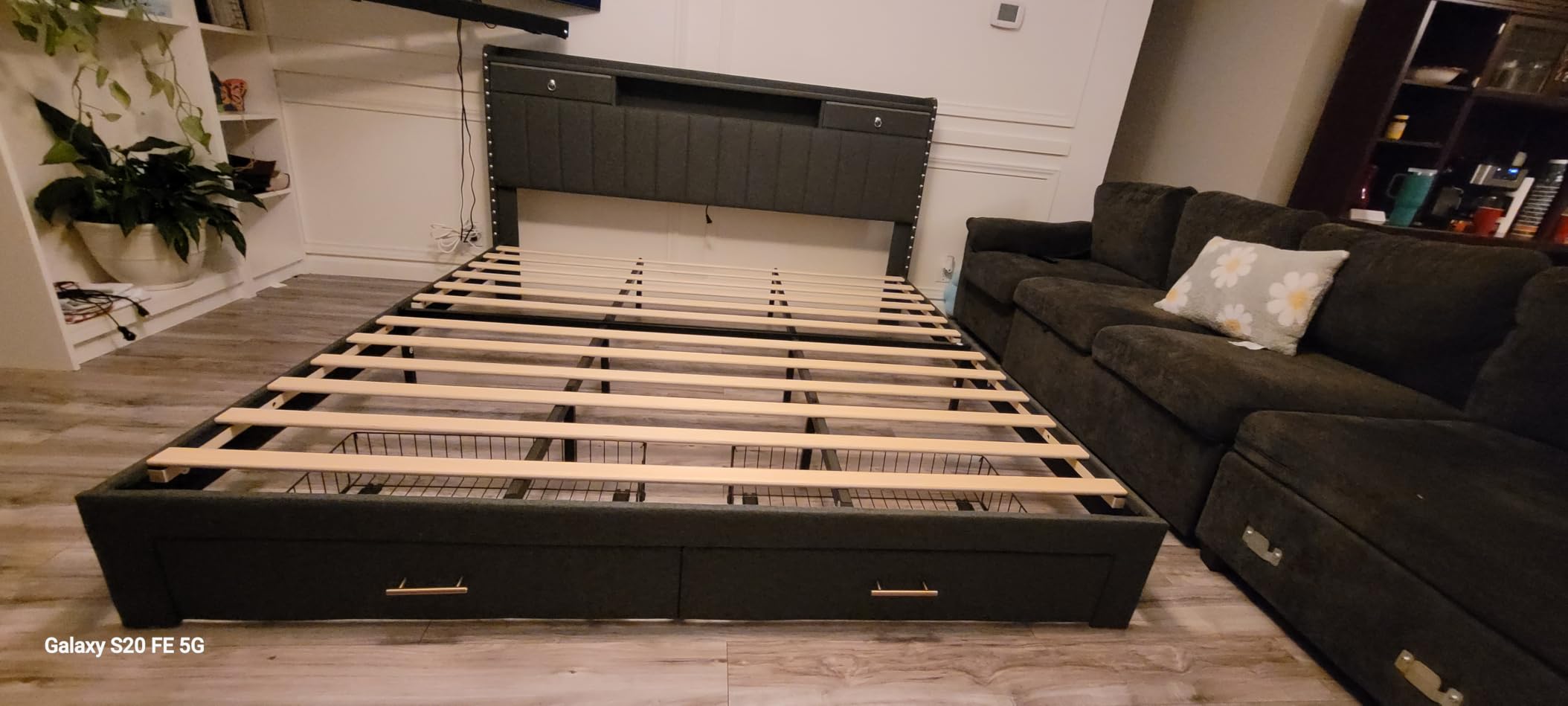 CypBed Queen Bed Frame with 2-Tier Storage Headboard & 4 Storage Drawers customer photo 1