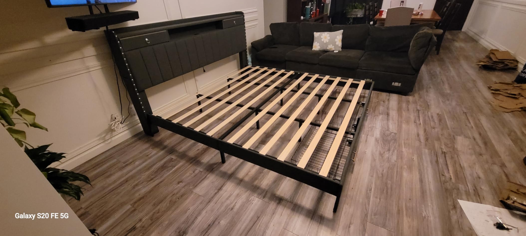 CypBed Queen Bed Frame with 2-Tier Storage Headboard & 4 Storage Drawers customer photo 2