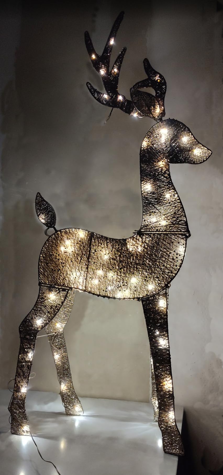 48 Inch 2.5D Gold Lighted Christmas Deer Decorations 3-Piece Outdoor Holiday Decorations Reindeer Set with 145 Warm White LEDs, Large Yard Display for Garden, Storefront customer photo 2