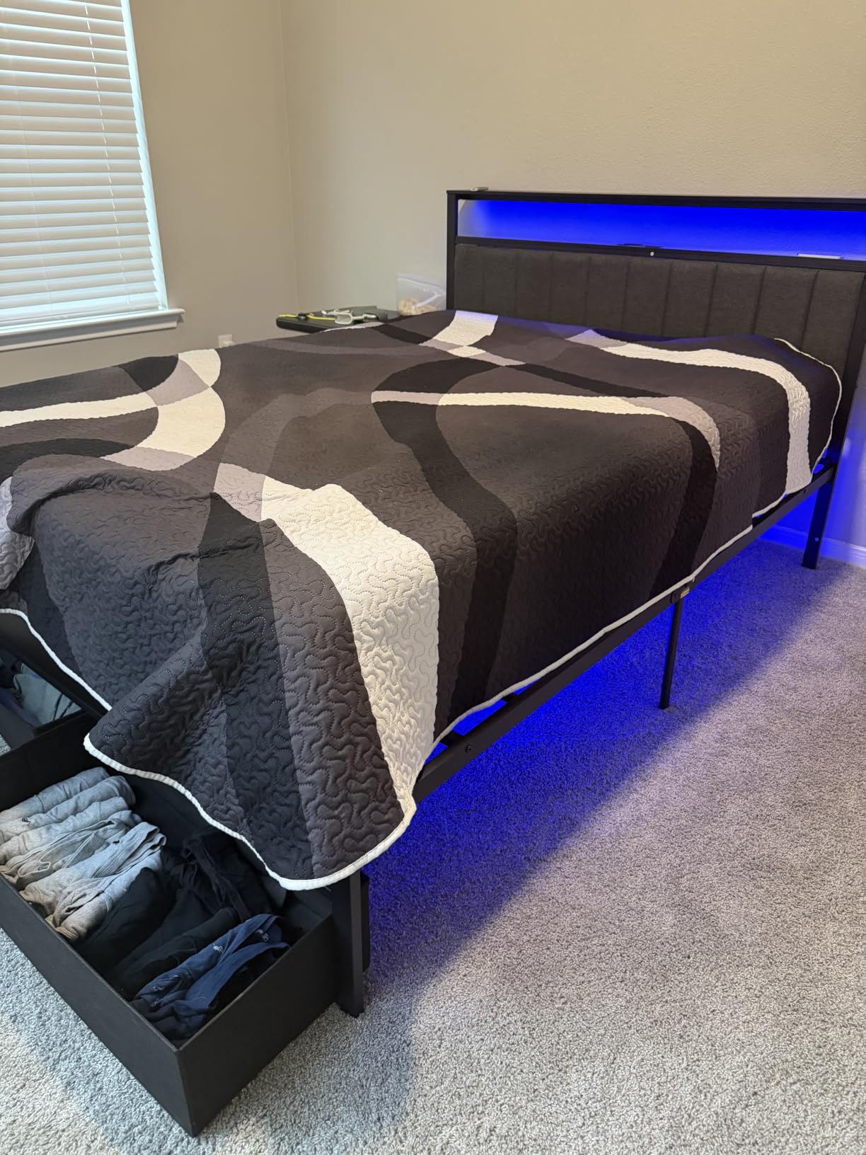 Furnulem Queen Bed Frame with Storage Drawers and Upholstered Headboard customer photo 2