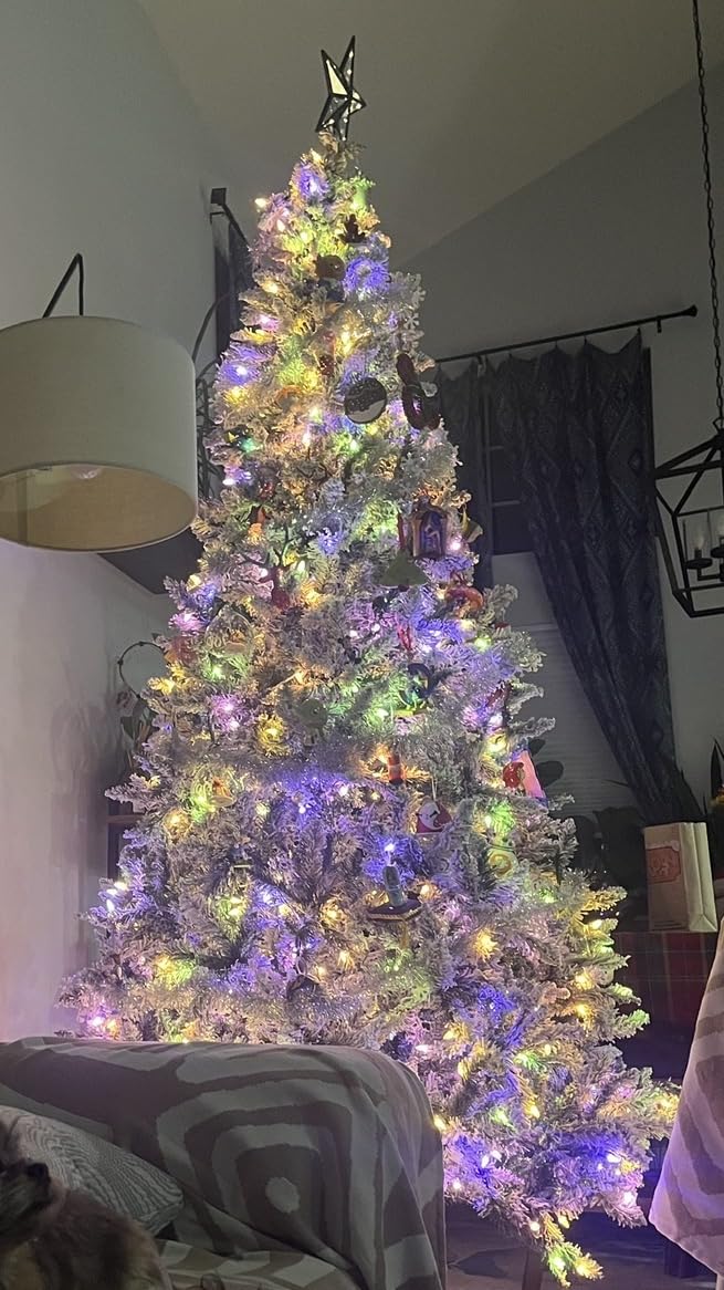 6 FT Pre-lit Christmas Tree Spruce with Remote Control, 300 Warm White Multi-Color Changing LED Lights, Artificial Hinged/Feel Real/Realistic for Home, Holiday Decoration Dual Color LED customer photo 2
