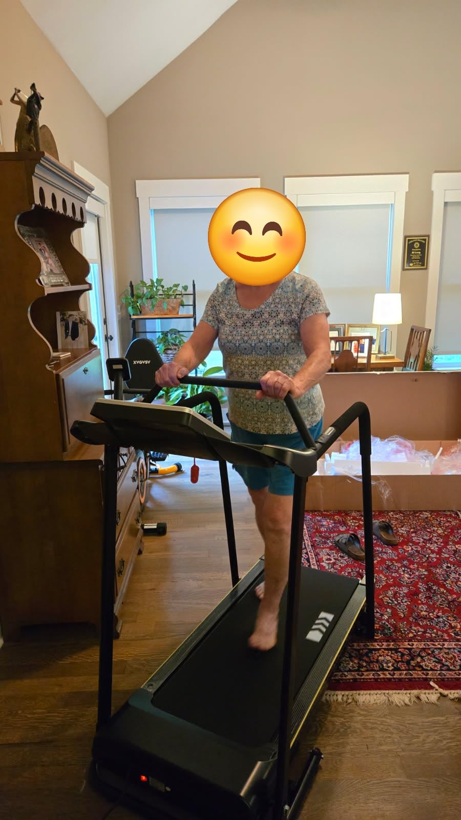 Redliro Treadmill for Seniors - 0.3mph Slow Start, Front & Long Handrails | 0-2% Incline, 300lb Capacity, Wheeled, Auto Lube, Soft Drop System, Screen Off Controls, Rehab Walker for Elderly Home Use customer photo 2