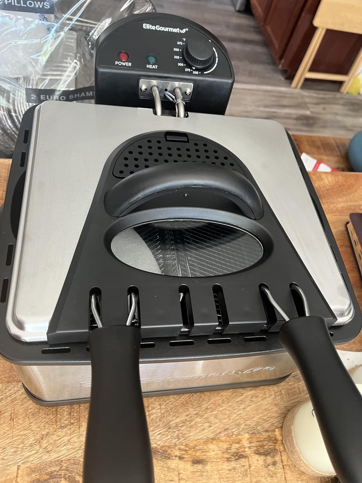 Elite Gourmet 4.5Qt Deep Fryer, Dual 2Qt Split Baskets, 1700W, Simultaneous Cooking, Stainless Steel, EDF434 customer photo 2