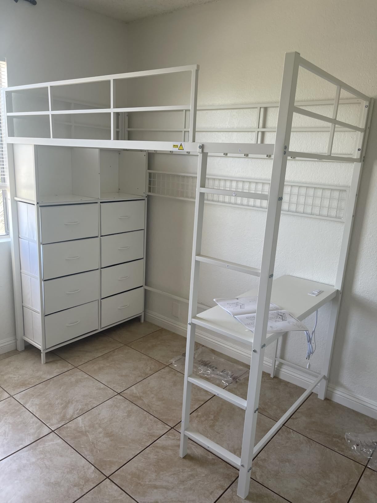 ADORNEVE Loft Bed Full Size with Desk and 8 Storage Drawers, White customer photo 1