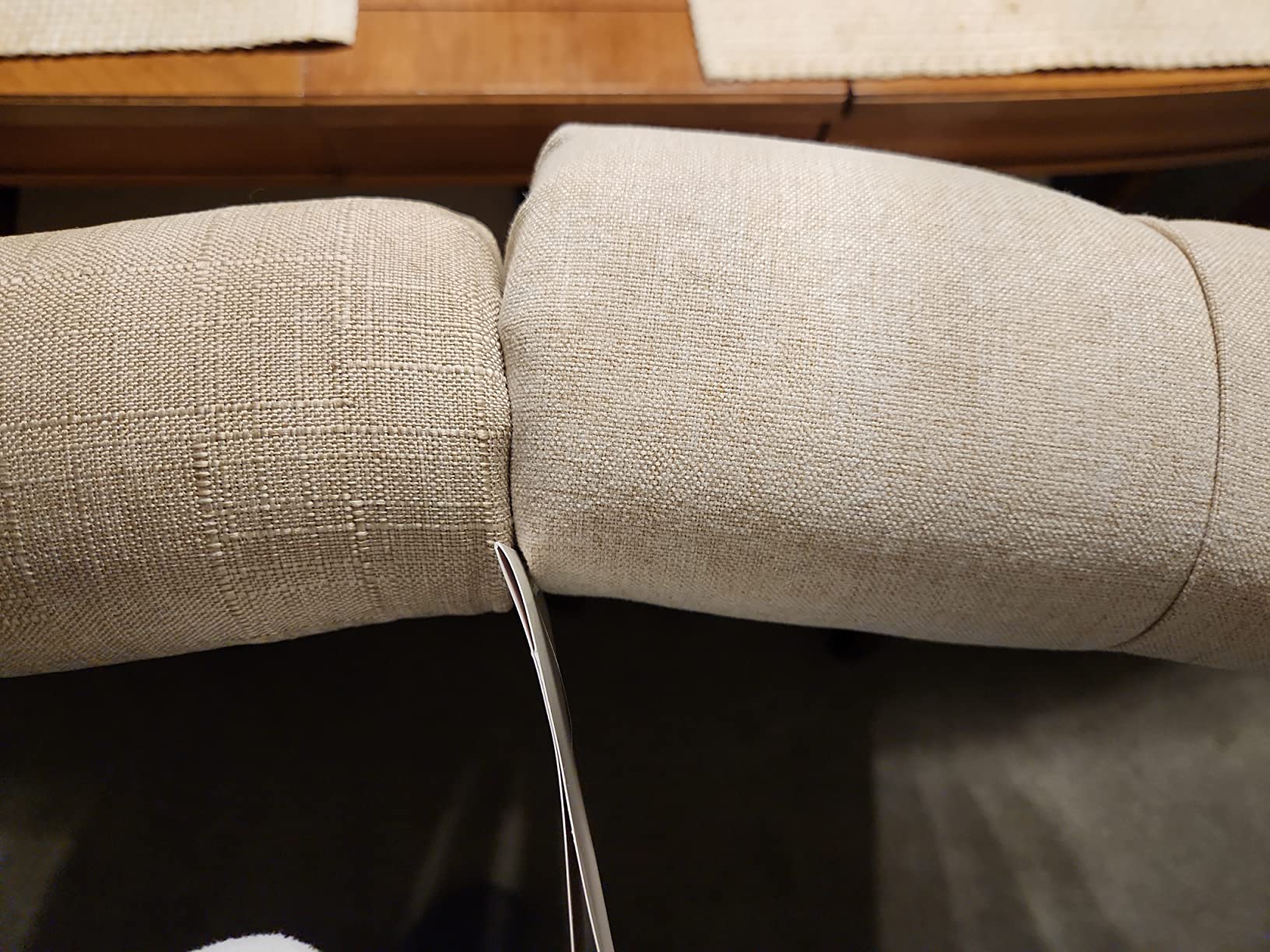 COLAMY Tufted Dining Chairs Set of 2, Accent Parsons Diner Chair Upholstered Fabric Stylish Kitchen Chairs with Solid Wood Legs and Padded Seat, Beige customer photo 1