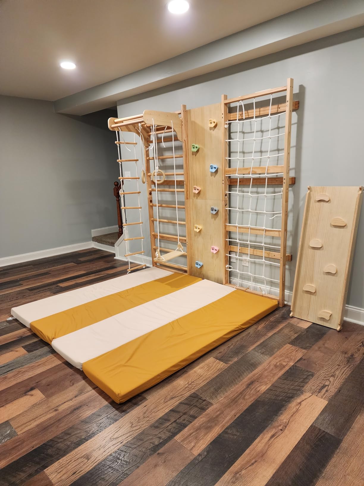 Avenlur Walnut 9-in-1 Swedish Ladder Wall Gym Kids, Indoor Climbing Wall customer photo 2