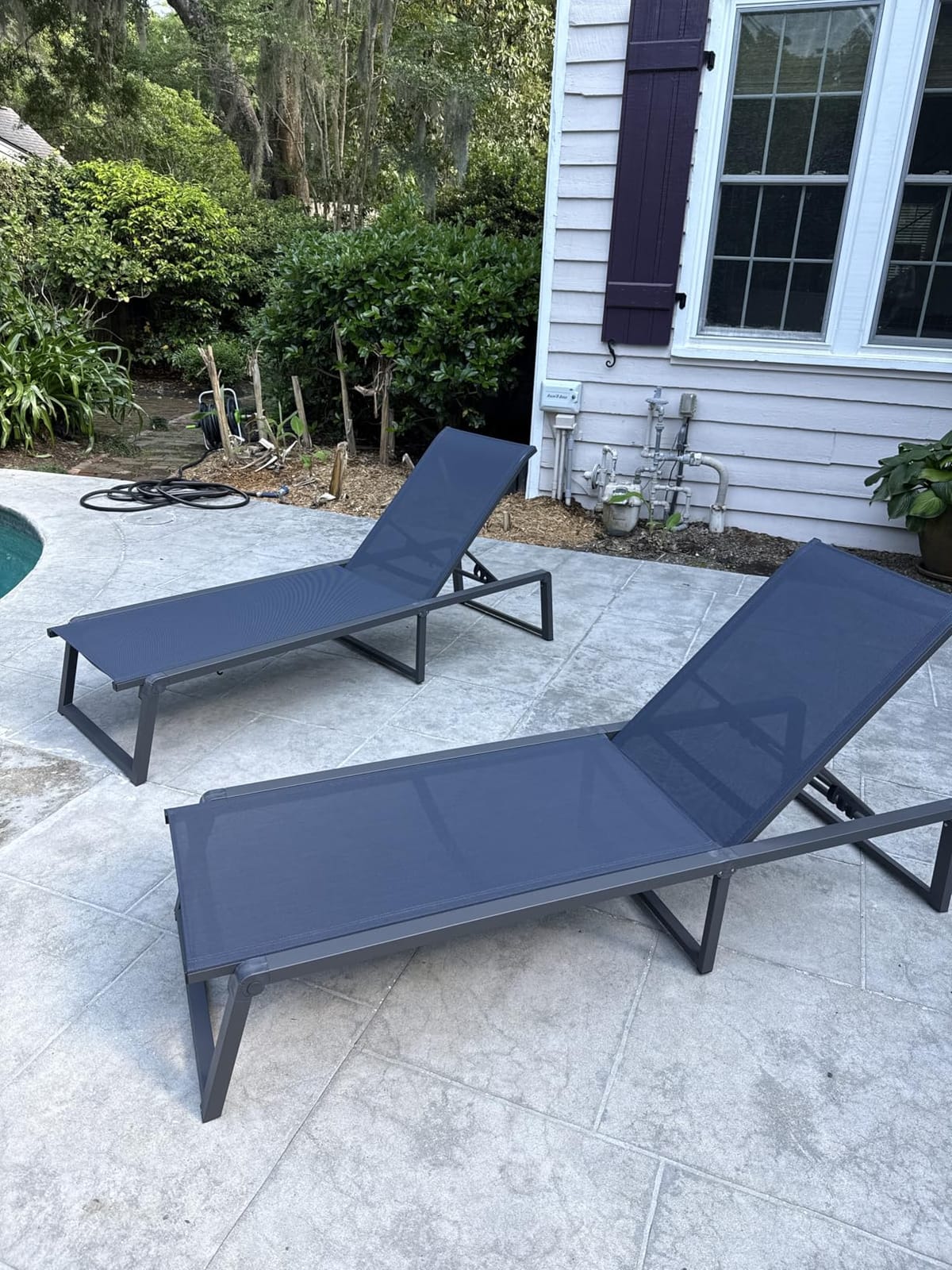 Aluminum Chaise Lounge Chair Outdoor, Foldable& No Assembly Patio Pool Lounge Chairs 5-Position Recliner for Outside, Fully Grounded Legs Sun Lounger for Poolside, Khaki customer photo 2