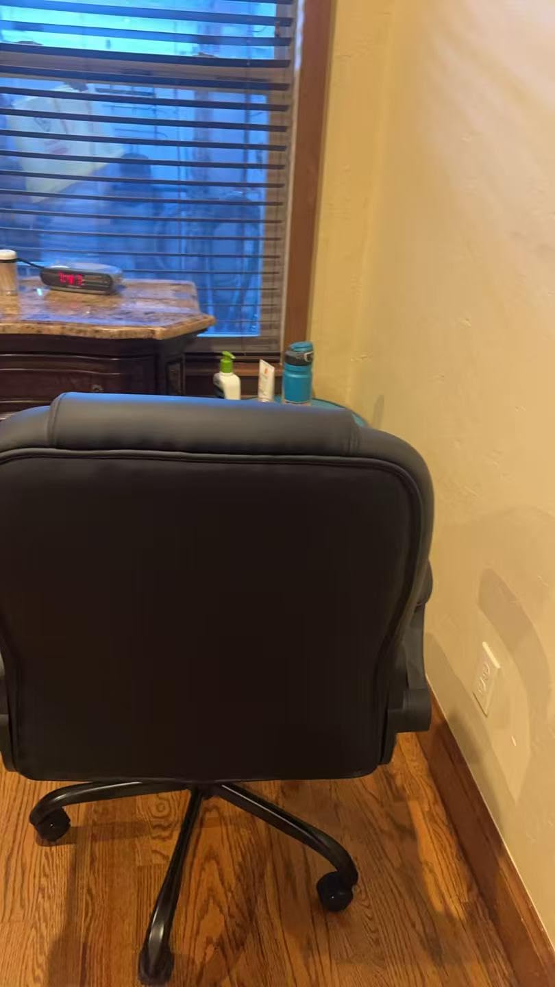 Leather Office Chair Swivel Lumbar Support for Short People Brown customer photo 1