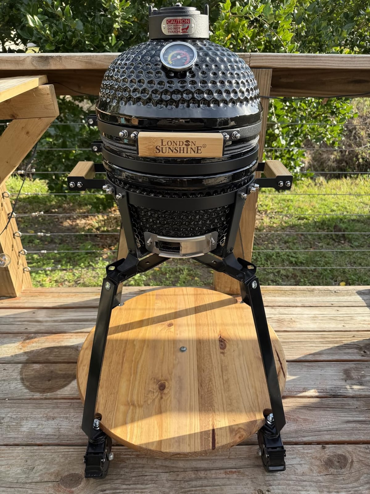 London Sunshine 13-Inch Ceramic Kamado Grill, Waterproof Vent Cap, Orange | Portable Charcoal Grill with Stainless Steel Grate for Patio & Outdoor customer photo 1