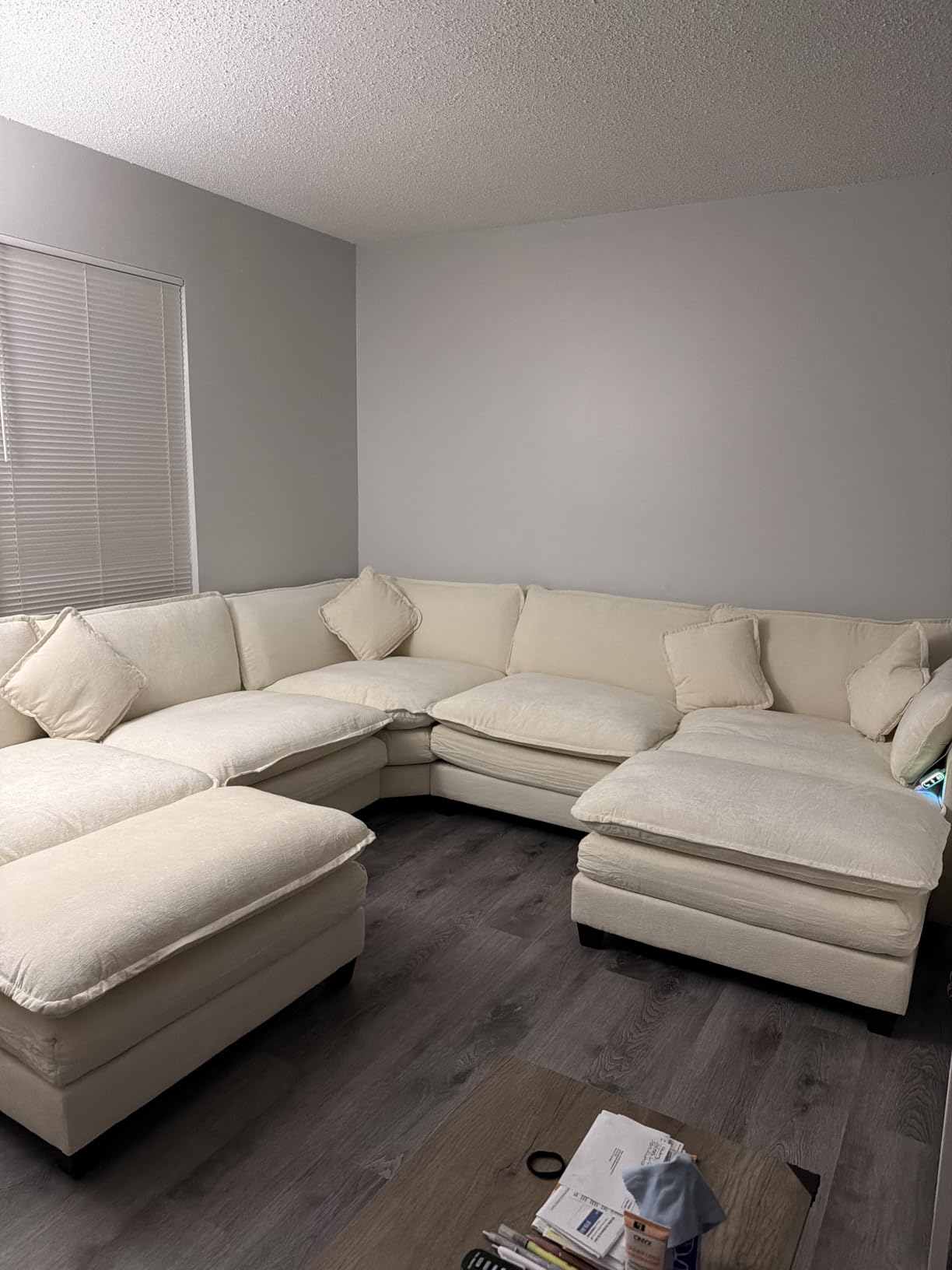 Hanherry Modular Sectional Sofa,Cloud Couch for Living Room,Modern Deep Seat Sofa Chenille Fabric Comfy Couches with Throw Pillows & Movable Ottoman for Apartment customer photo 2
