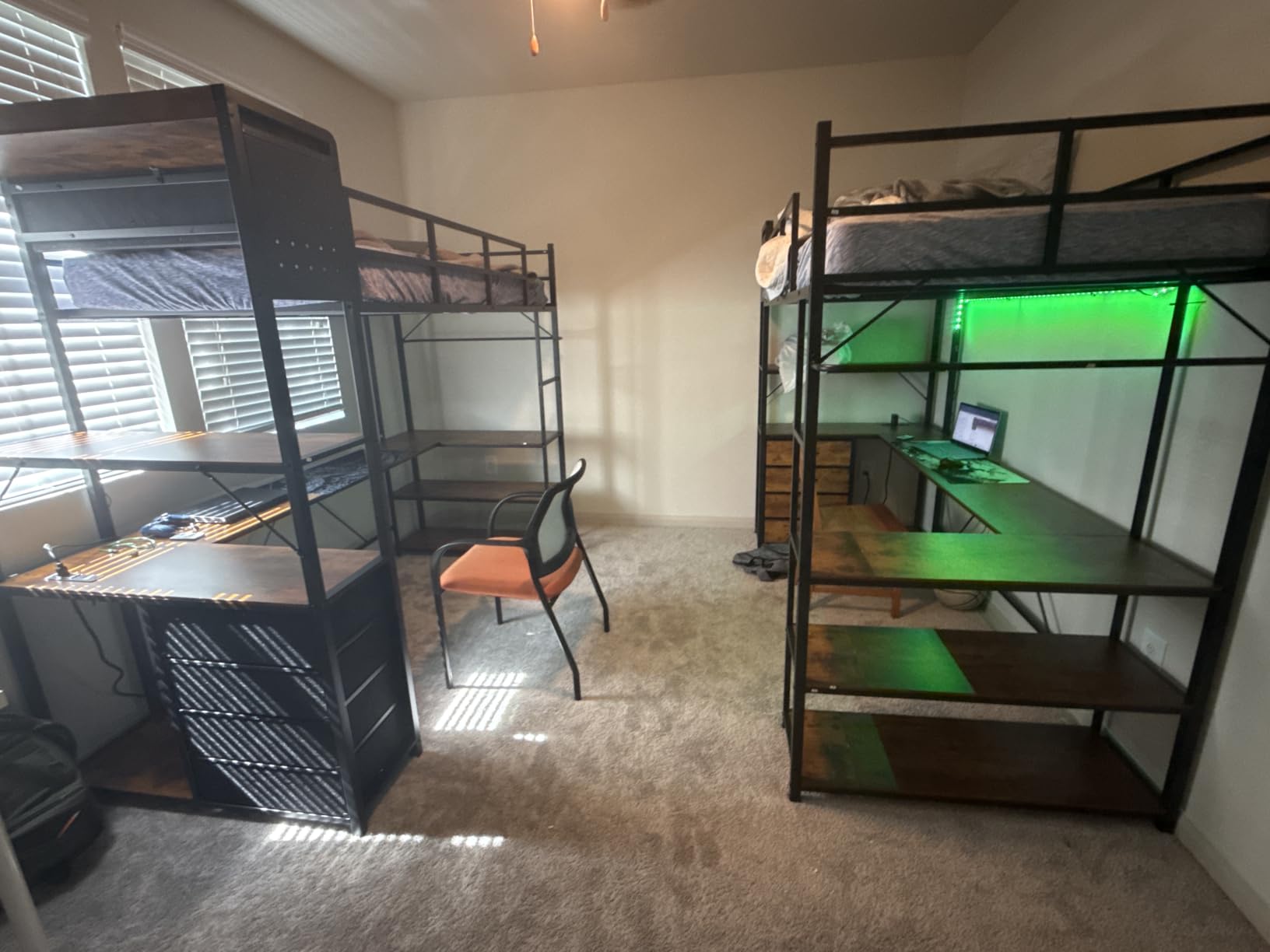 CSZZD White Loft Bed Twin Size with U-Shaped Desk and Upholstered Headboard customer photo 2