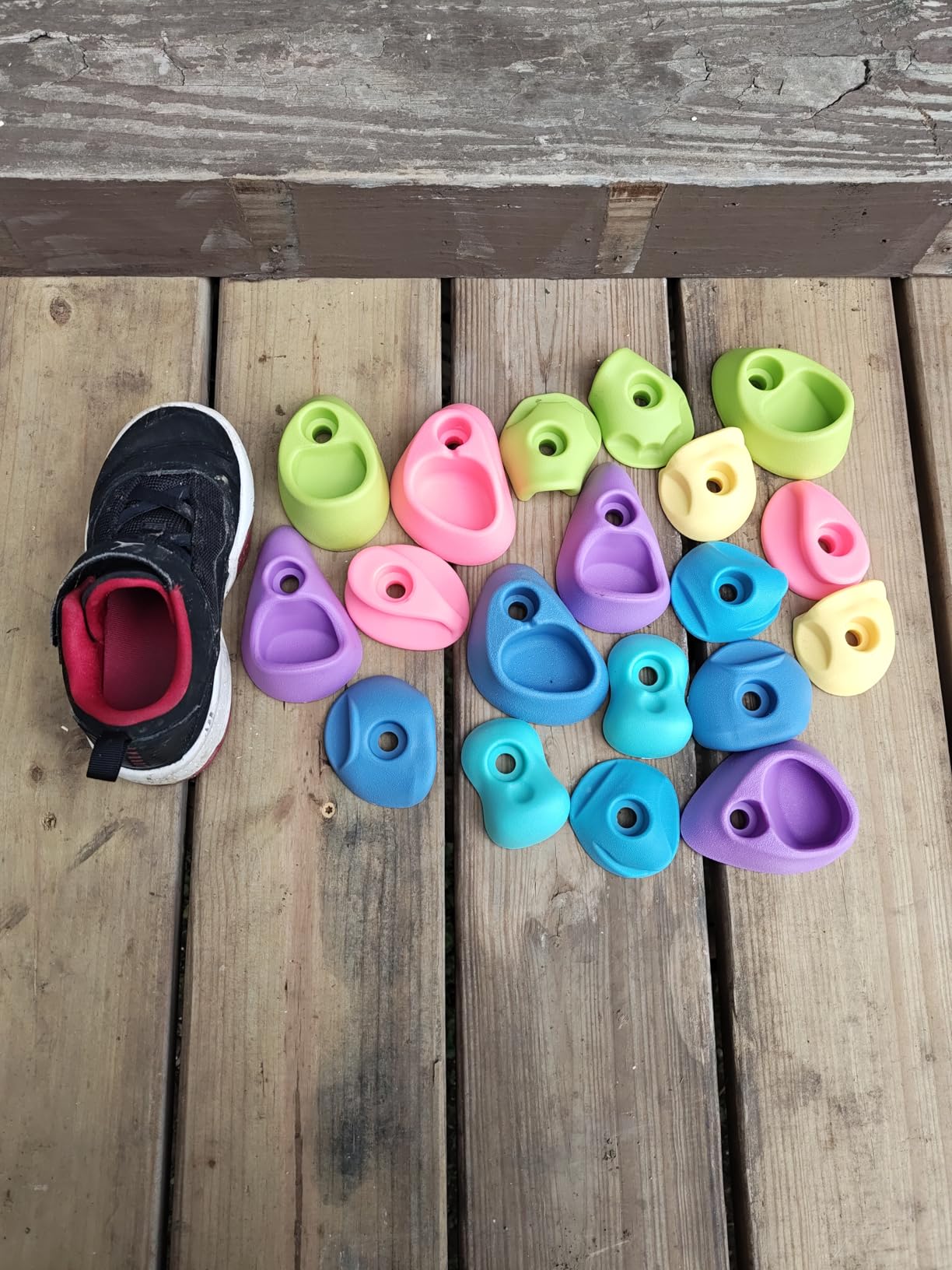32 PCS Rock Climbing Holds for Kids,Rock Climbing Wall Grips Climbing Rocks Wall Kit for Indoor and Outdoor Playground Play Set with Hardware (Style A) customer photo 1