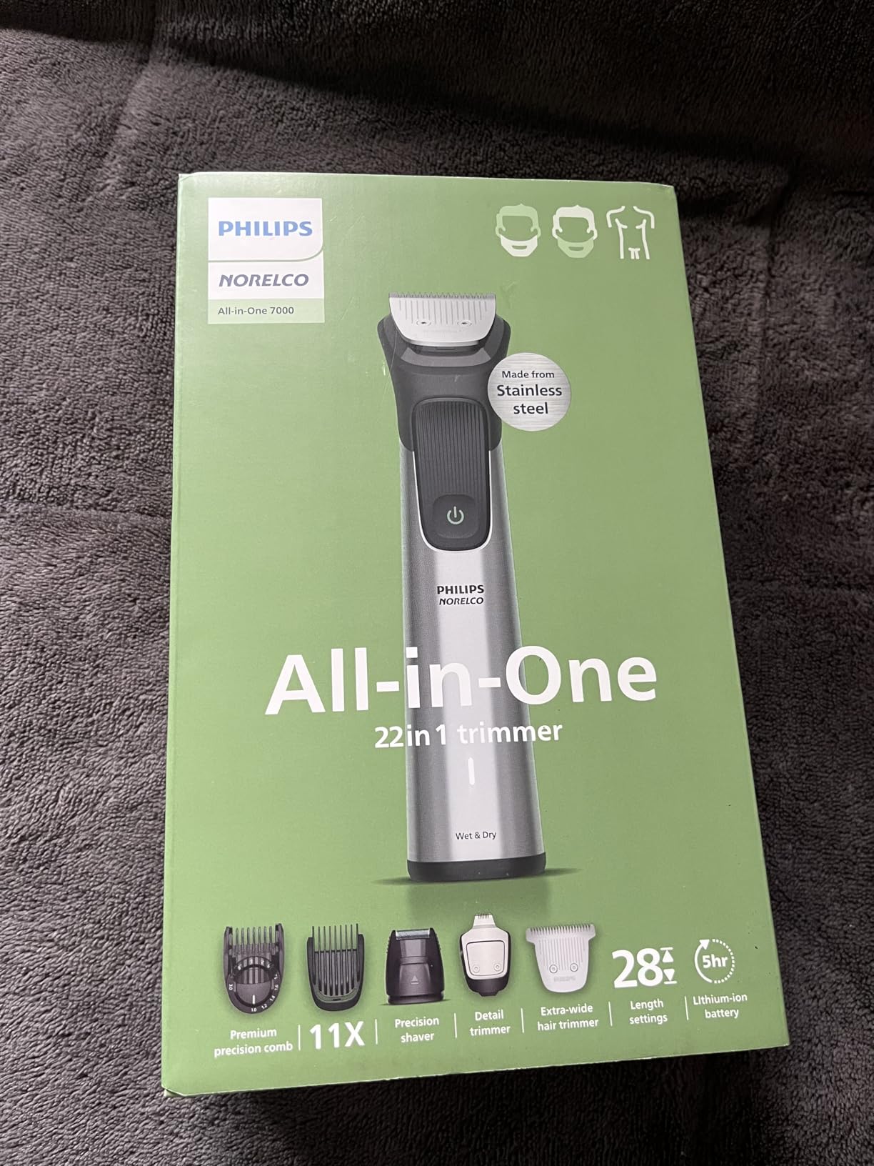 Philips Norelco All-in-One 7000 22-in-1 Trimmer, Face, Hair & Body, Steel, Dense & Longer Beards, BeardSense Technology, 28 Length Settings, Full Metal Blades, Hair & Body Grooming, Travel Lock customer photo 2