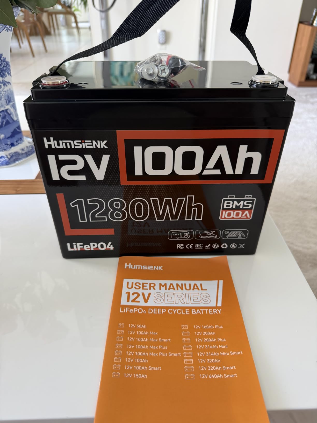 HumsiENK 12V 100Ah LiFePO4 Lithium Battery with Bluetooth (Group 24) 1280Wh | 15000+ Deep Cycles, Built-in 100A BMS & Low-Temp Protection, Energy for RV/Boat/Off-Grid/Home Backup, Lithium Iron Phosphate customer photo 2