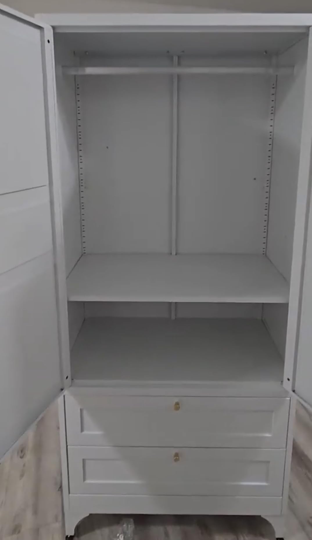 Letaya Metal Armoire Wardrobe Closet with Drawers,Clothing Storage Cabinet with Doors and Shelves,Coat Closet with Hanging Rod,Bedroom,Home,Cloak Room,White-71 H x 32