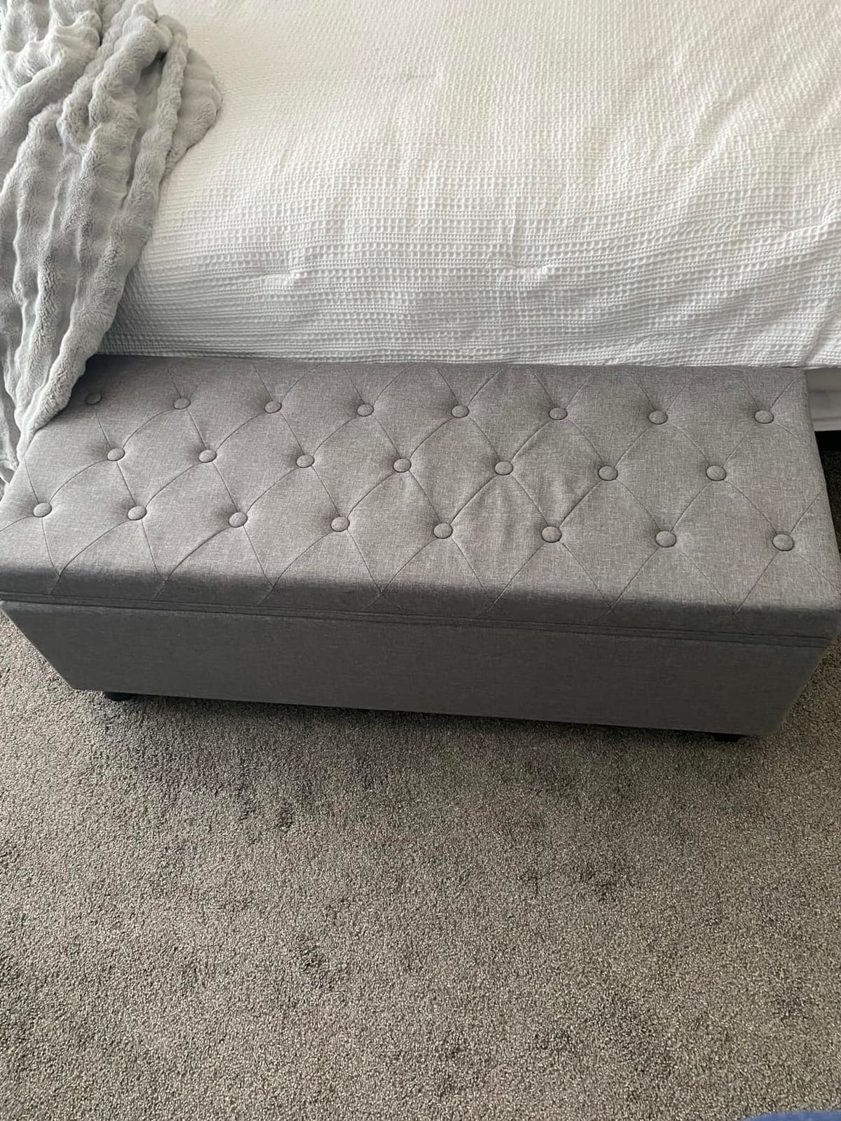 SONGMICS Storage Ottoman, 48 Inches Long Bed End Stool, Solid Wood Legs customer photo 1