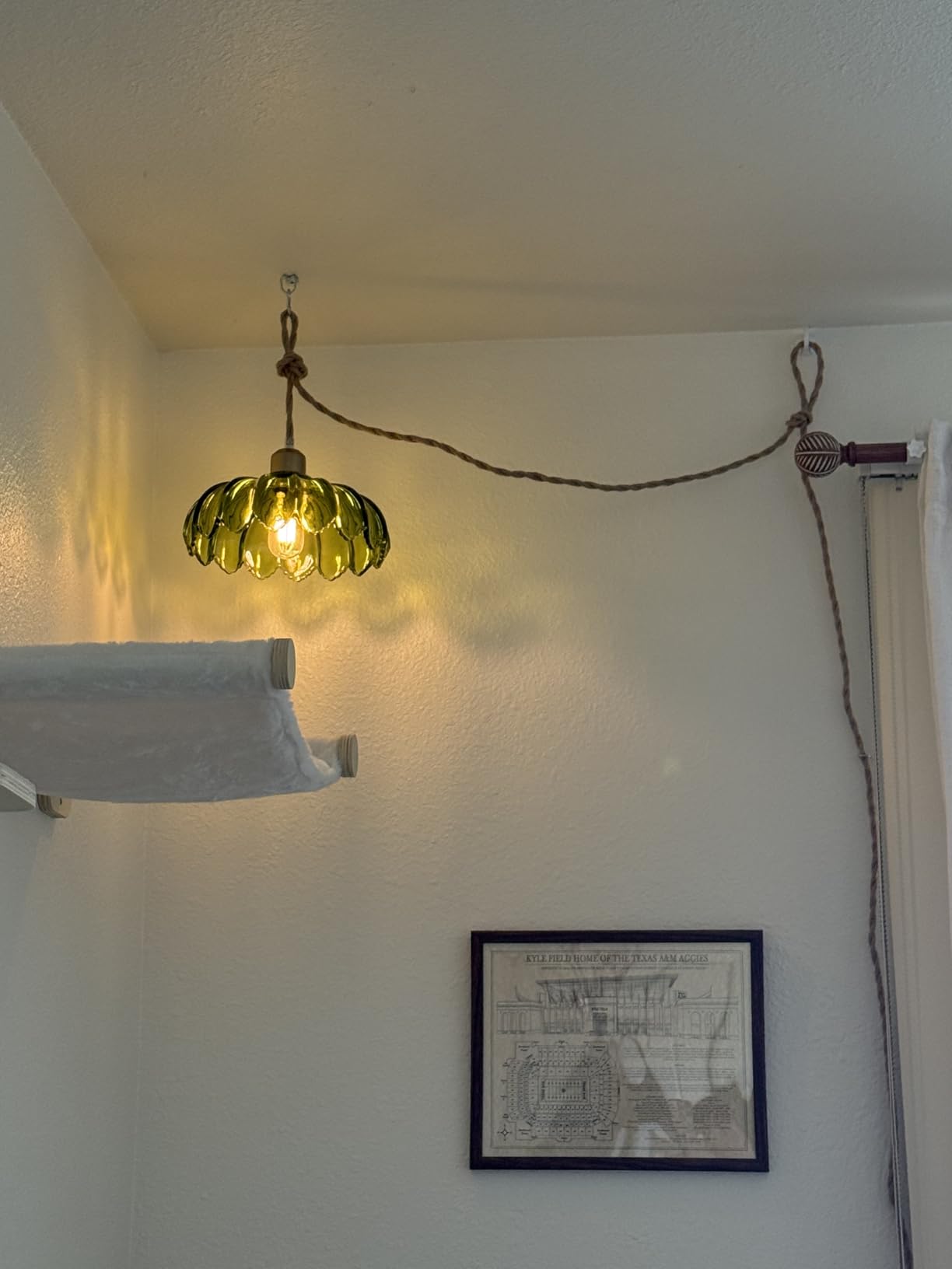 QIYIZM Glass Plug in Pendant Light Hanging Lights with Plug in Cord Milk White Hanging Lamp Gold Dimmable Mid Century Modern Plug in Chandelier Ceiling Fixture for Living Room,Kitchen,Boho customer photo 2