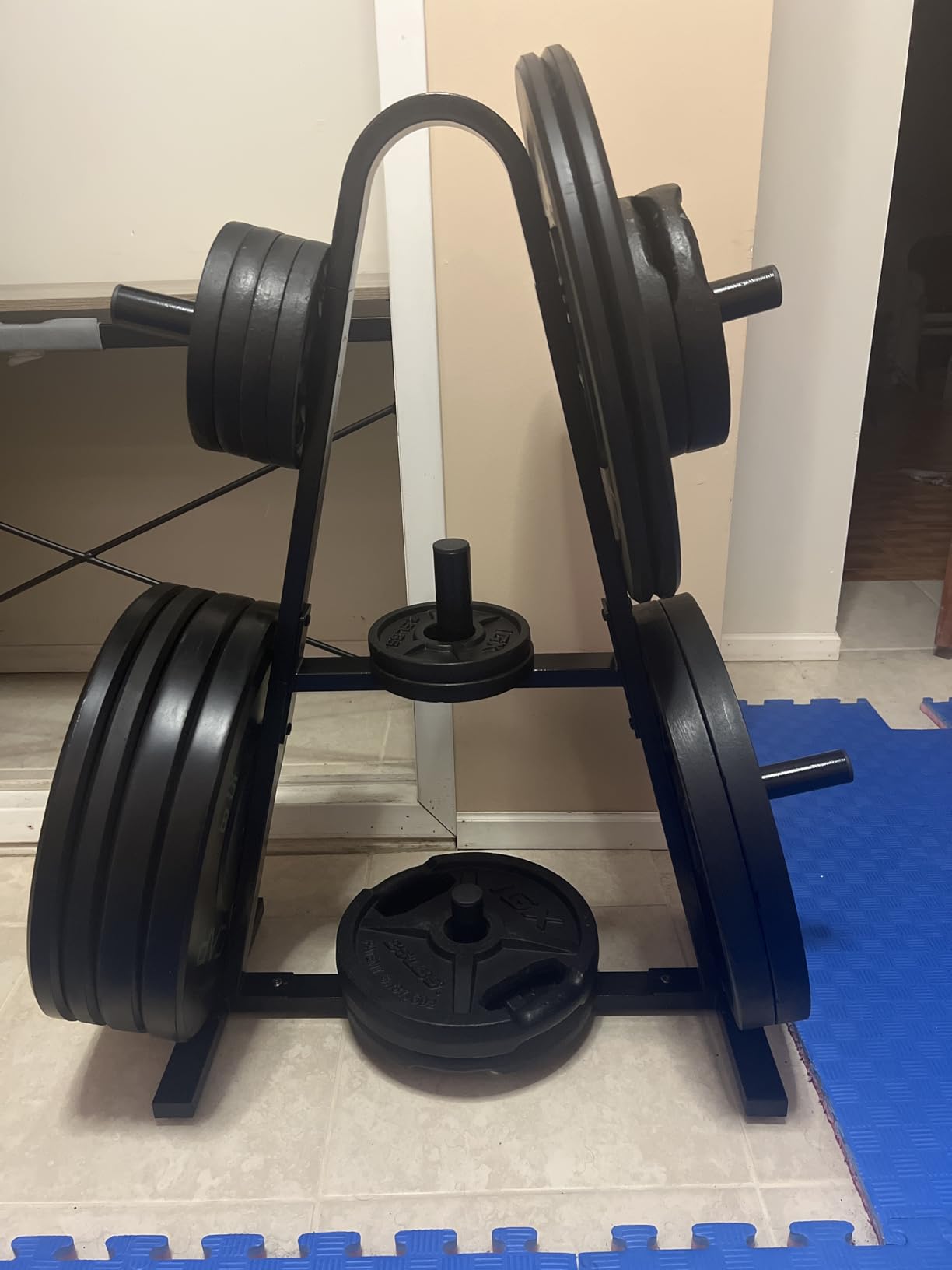Weight Plate Rack 400LBs, Weight Tree Holder for Home Gym, Barbell & Bumper customer photo 2