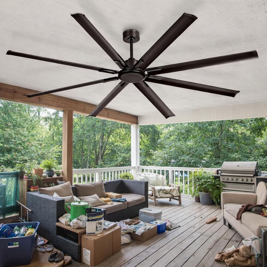 96 Inch Extra Large Ceiling Fan with Light, Aluminum Blades, Black | 10,464 CFM at 110 RPM, 6 aluminum blades, 6 speeds, 3 color temperatures, DC motor, oversized rooms/gym/covered patio customer photo 2