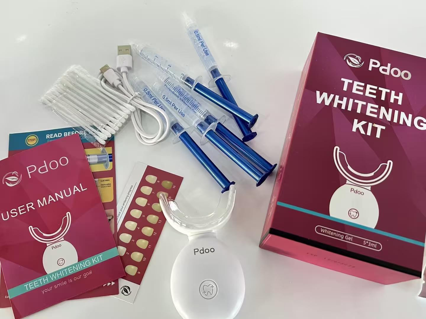 Teeth Whitening Kit with LED Light Tray for Sensitive Teeth, 5 Tooth Whitening Pen Gel Pain Free and Enamel Safe, Teeth Whitener at Home Up to 1-9 Shades Whiter in 1-2 Weeks customer photo 2