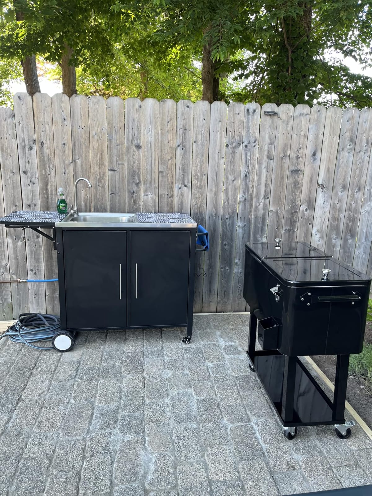Outdoor Grill Table with Sink, Metal Worktable Kitchen Cabinet Island customer photo 1