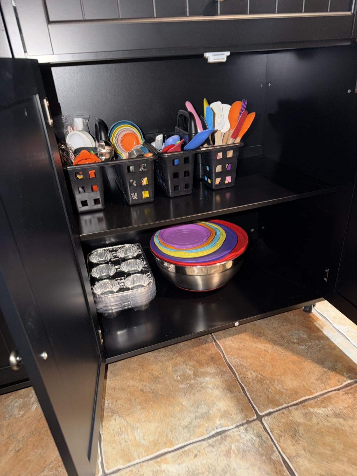 Ahomly Rolling Kitchen Island with Storage, Drop Leaf and Drawer, Brown customer photo 1