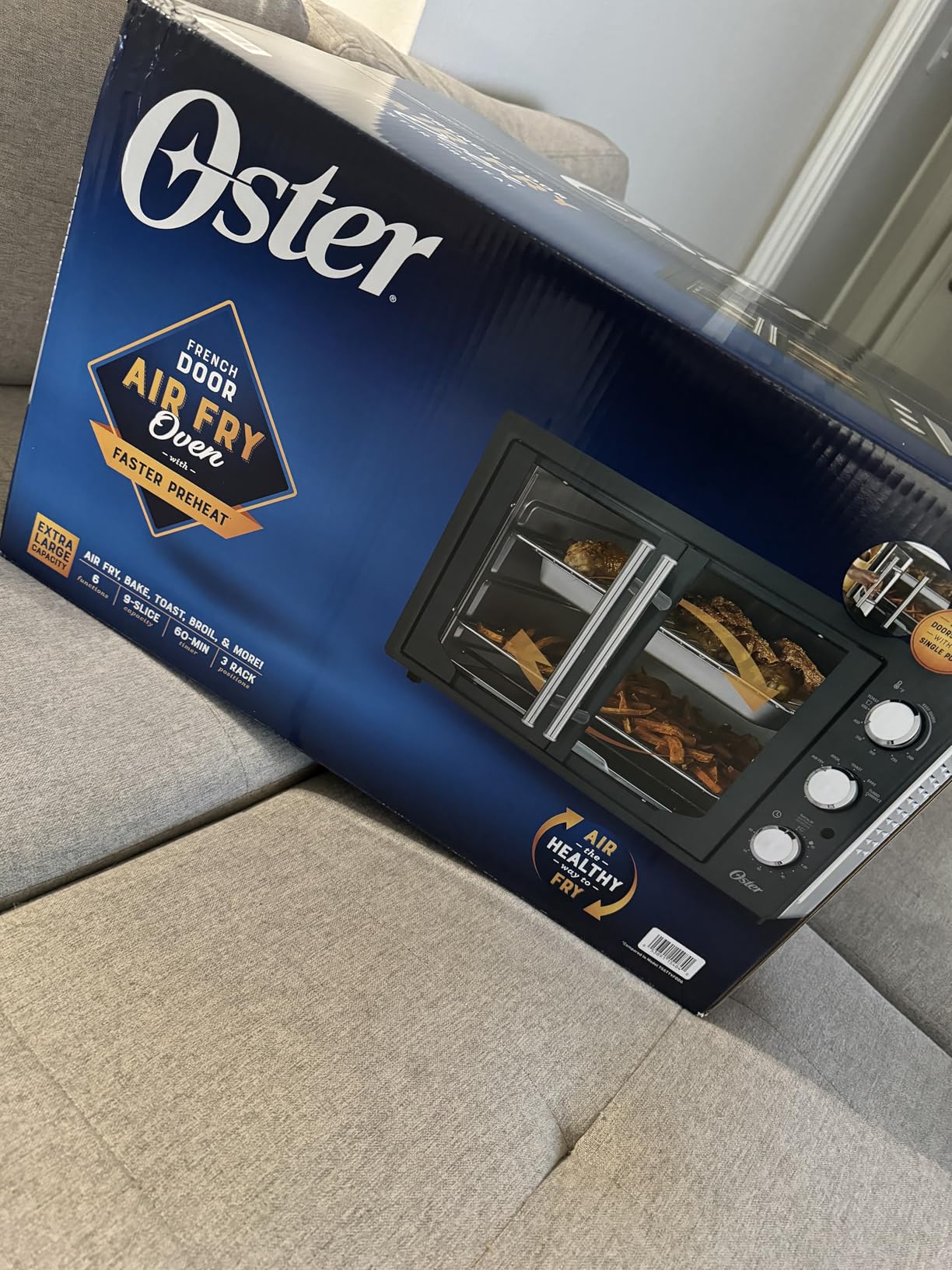 Oster Extra-Large 42L French Door Countertop Toaster Oven, 6-in-1 Air Fryer Oven with Air Fry Rack, Wire Rack, Baking Pan and Crumb Tray, Stainless Steel customer photo 2