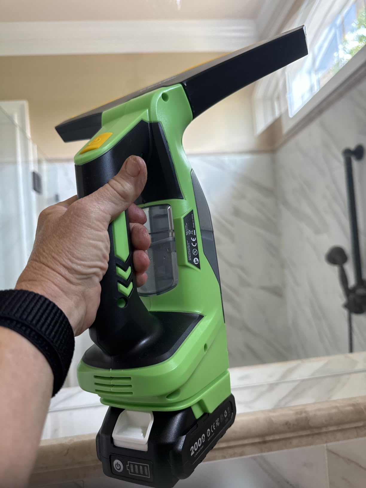 TaskStar Window Vacuum Squeegee Cordless: Electric Window Cleaner Tool with 2000Pa Suction, 2000mAh Detachable Battery, 150ml Water Tank, 11in & 6.7in Blades for Glass, Shower Doors, Mirrors, Tiles customer photo 1