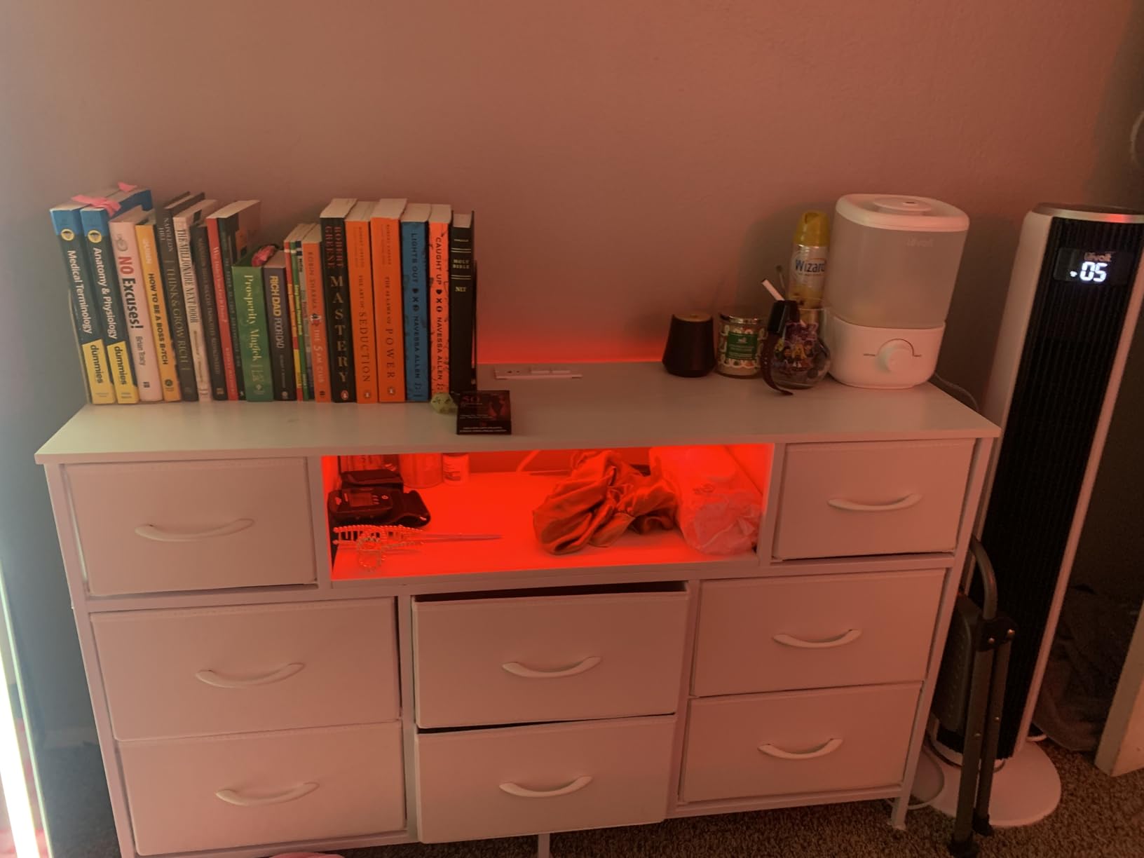 SONGMICS Dresser for Bedroom with Outlets & LED Lights, 8 Fabric Drawers customer photo 2