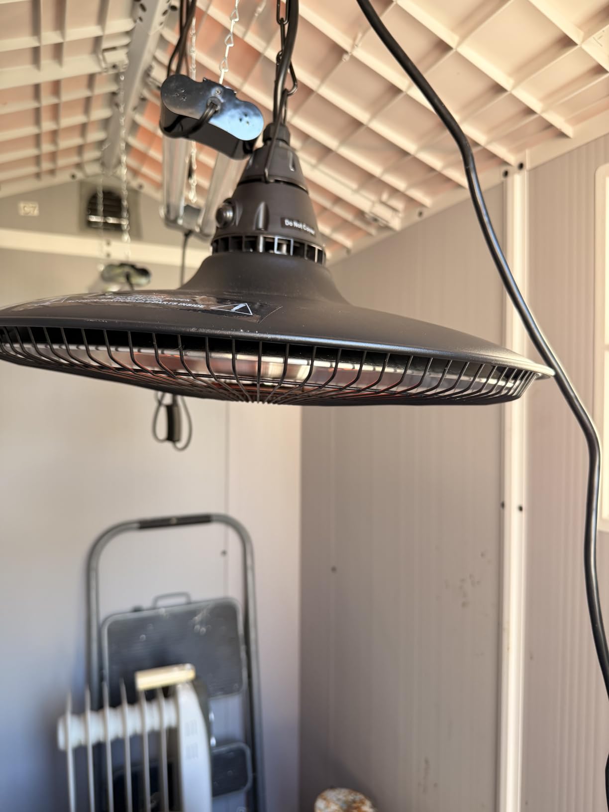 Hanging Heater, 1500W Outdoor Electric Patio Ceiling Heater with Remote Control, Infrared for Courtyard, Garage, Patio, Overheat & Tip-Over Protection, Waterproof, Brown customer photo 1