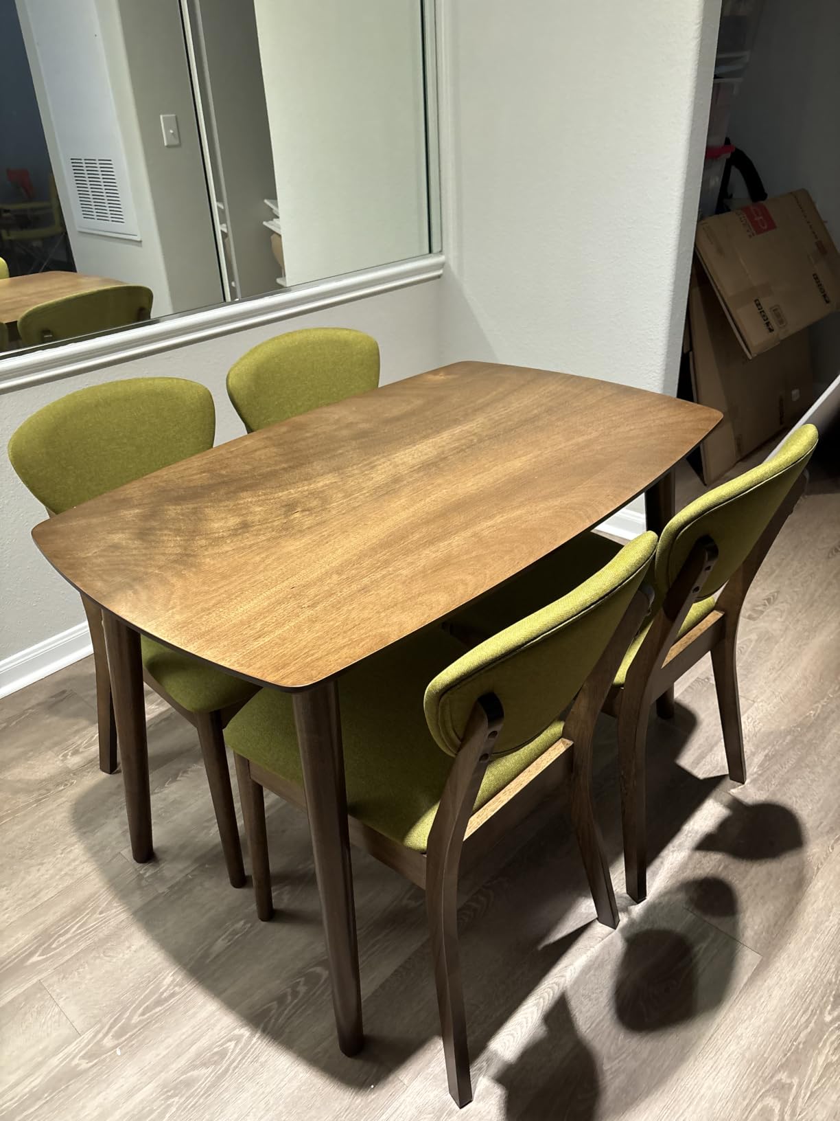 Best Choice Products 5-Piece Dining Set, Compact Mid-Century Modern Table & Chair Set for Home, Apartment w/ 4 Chairs, Padded Seats & Backrests, Wooden Frame - Walnut/Oatmeal customer photo 2