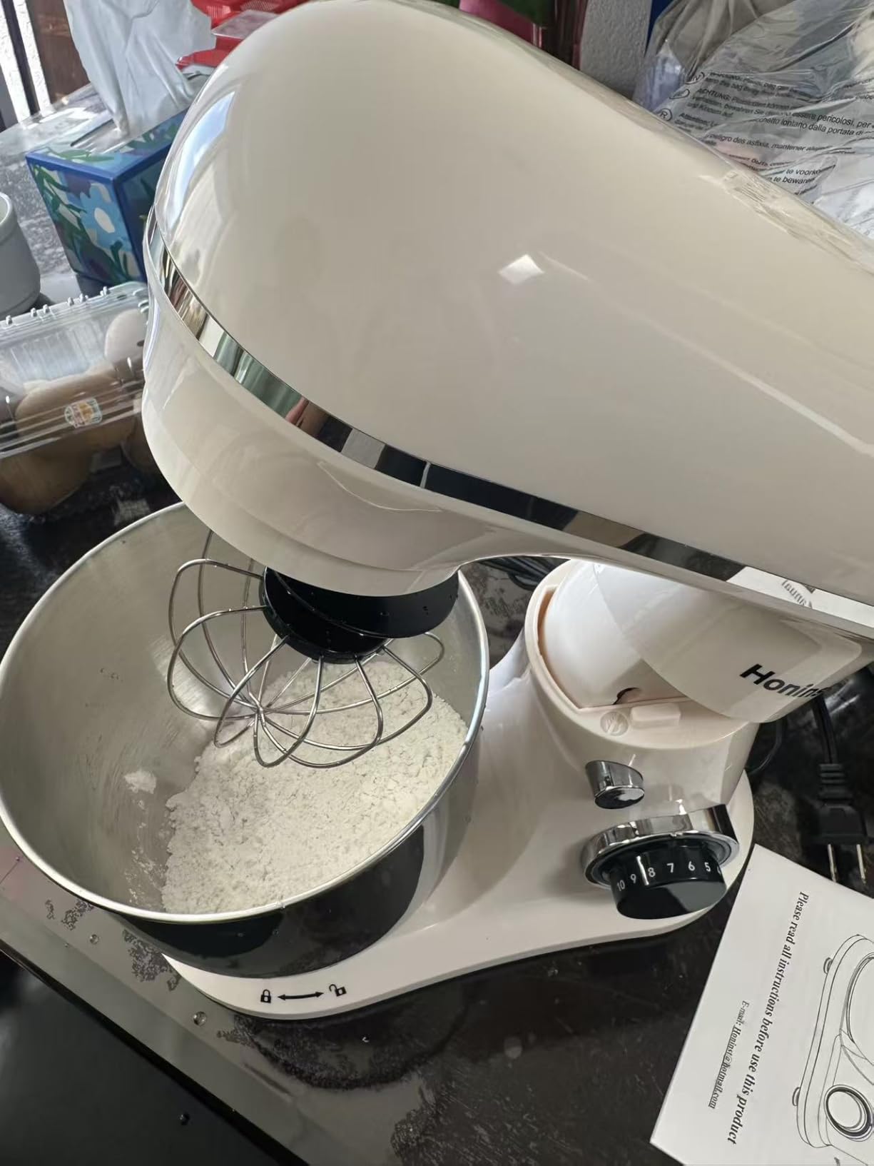 Honinst 4QT Electric Stand Mixer, 10-Speed Tilt-Head Compact Kitchen Mixer | Multiple Stylish Colors | Food mixer with Dough Hook & Beater & Whisk | for Cake & Bread | Dishwasher-Safe | Light Green customer photo 2