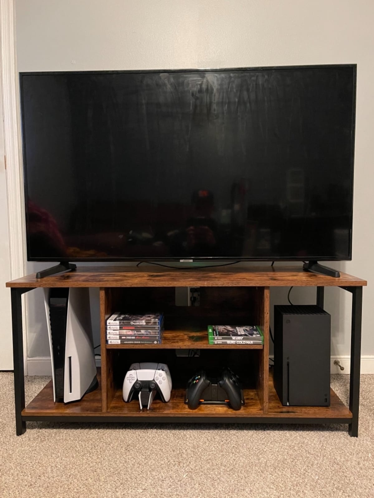 VASAGLE Tall Farmhouse TV Stand, Entertainment Center with Door for 65'' TV customer photo 1
