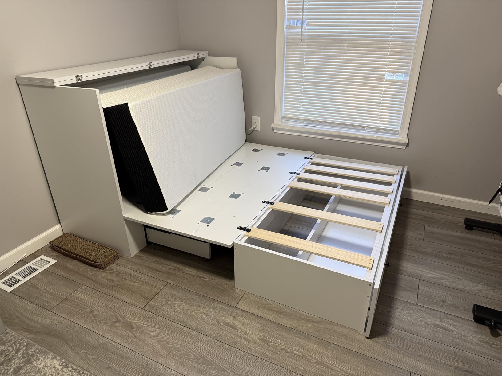 LIVAUVEAD Murphy Bed Full, Murphy Bed Cabinet with Headboard, White customer photo 2