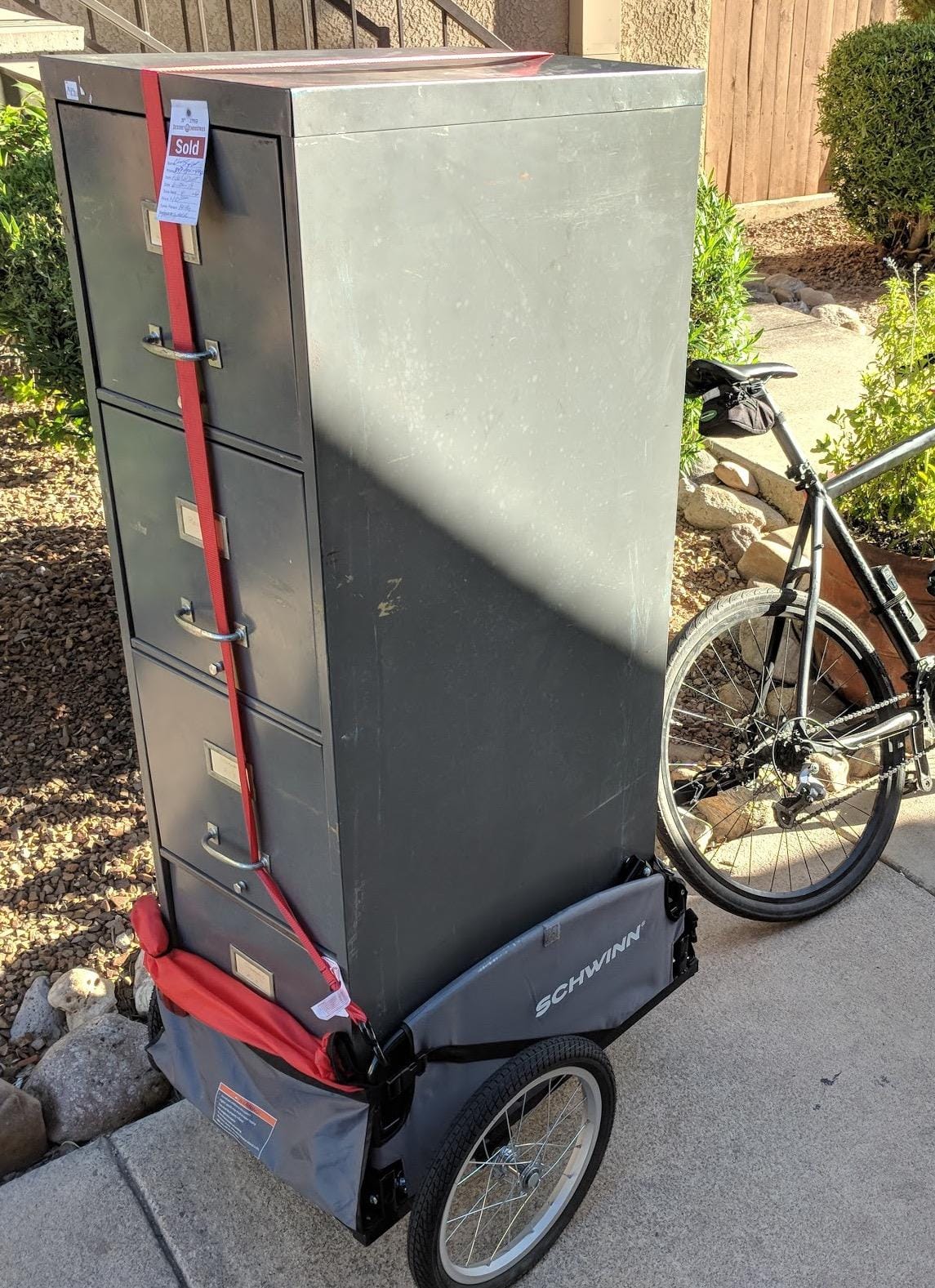 Schwinn Daytripper Bike Cargo Trailer, Holds up to 100 lb, Universal Coupler, Folding Frame, Quick-Release Wheels, 16-Inch Air-Filled Tires, Interior D-Rings, Schwinn Bike Trailer for Carrying Cargo customer photo 1