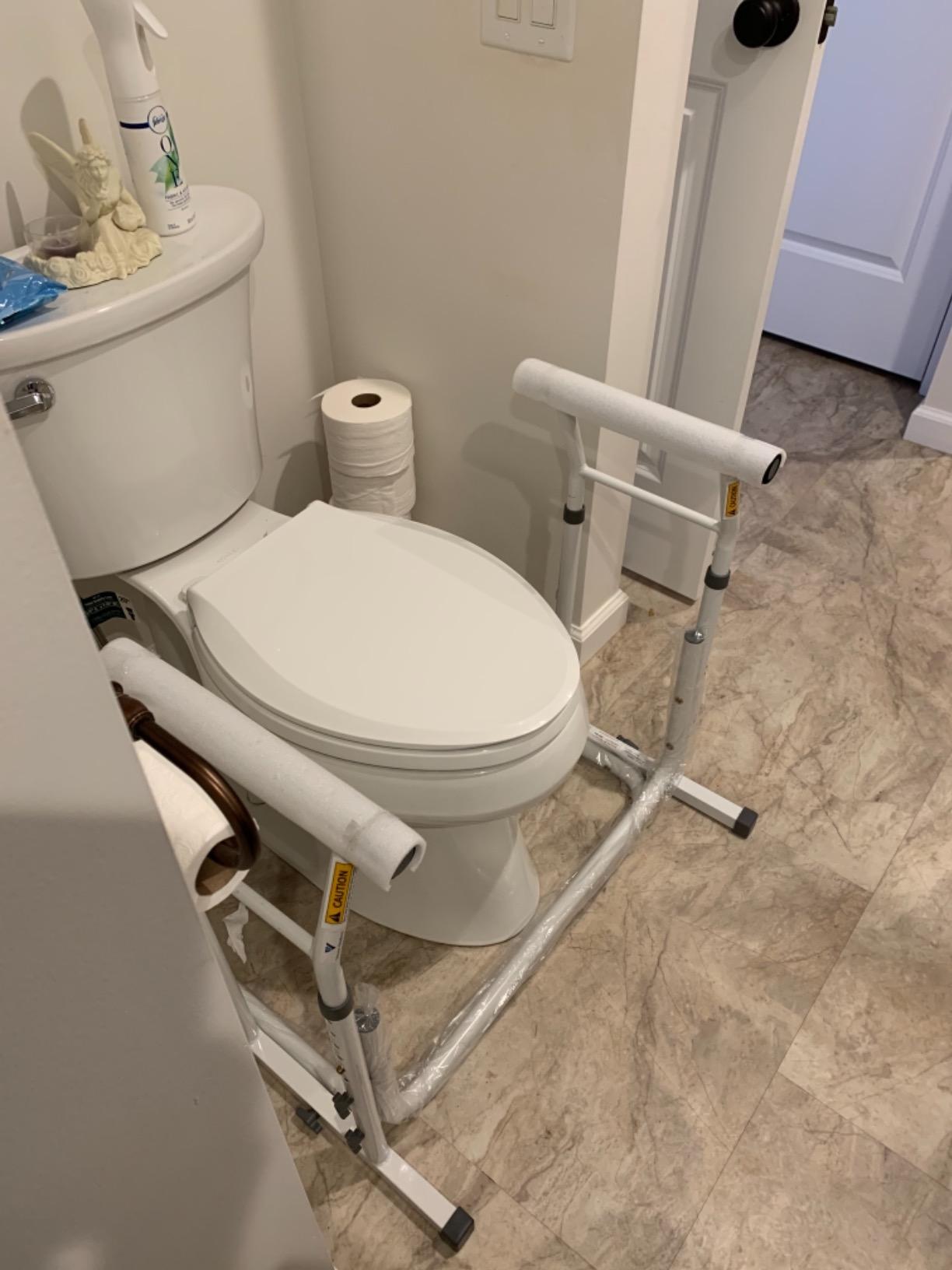 FSA/HSA Eligible, Vaunn Medical Bathroom Patented Height Adjustable Height Toilet Rail Grab Bar and Commode Safety Frame Handle (Adjust 24-30”H) customer photo 1