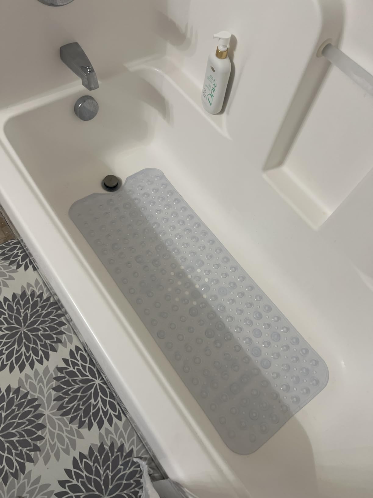 YINENN Bath and Shower Safety Mats 40x16 inch, Non Slip with Suction Cups for Bathroom Stall and Tub Floor, Extra Large and Machine Washable, Drain Holes Keep Bathtub Clean, Clear customer photo 2