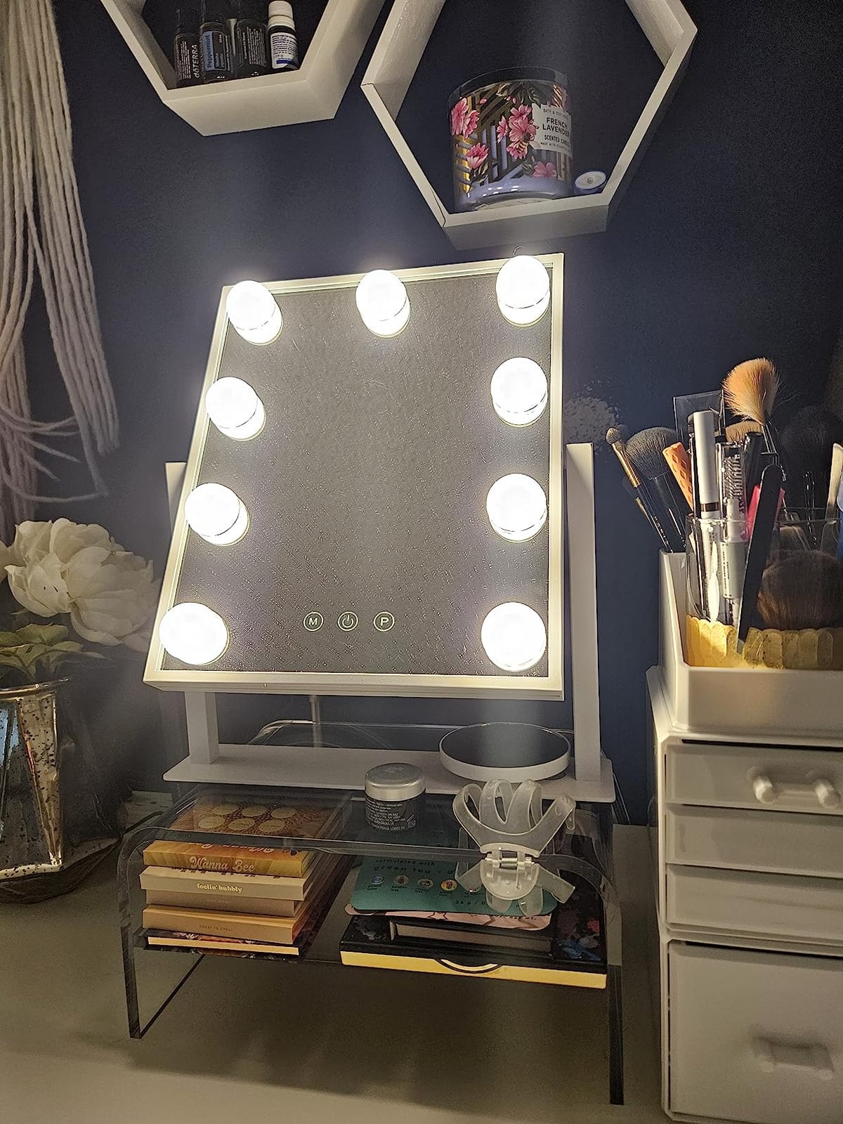 BWLLNI Lighted Makeup Mirror, White Vanity Mirror with Lights,9 LED Bulbs customer photo 2