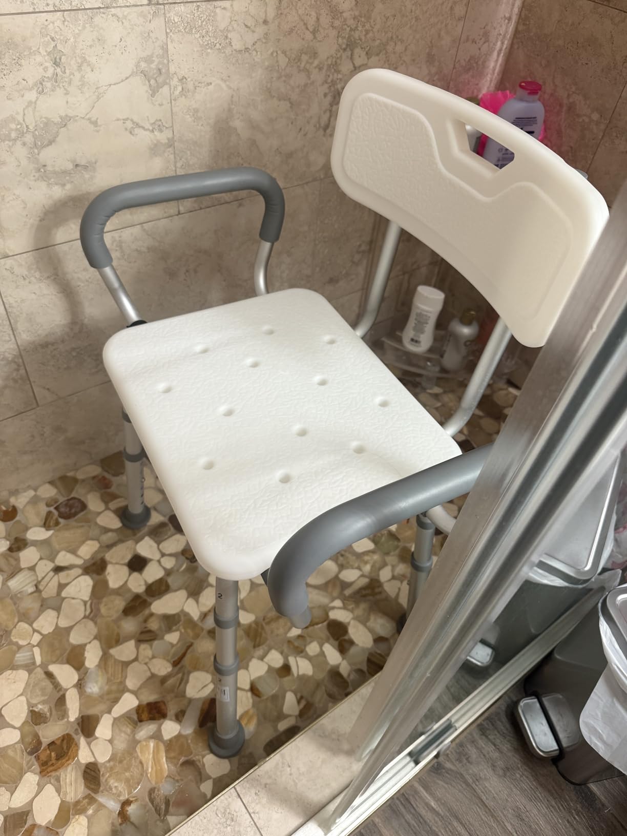 Medline Shower Chair with Backrest and Padded Armrests - 350 lb. capacity, Bath Bench, Seat, Stool for Independent Adult, Seniors, Elderly & Disabled Patients customer photo 2