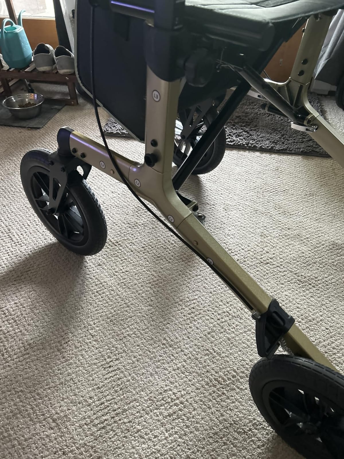 ELENKER All-Terrain Rollator Walker with Non-Pneumatic Tire 12” Front Wheels, Compact Folding Design for Seniors, Red customer photo 1