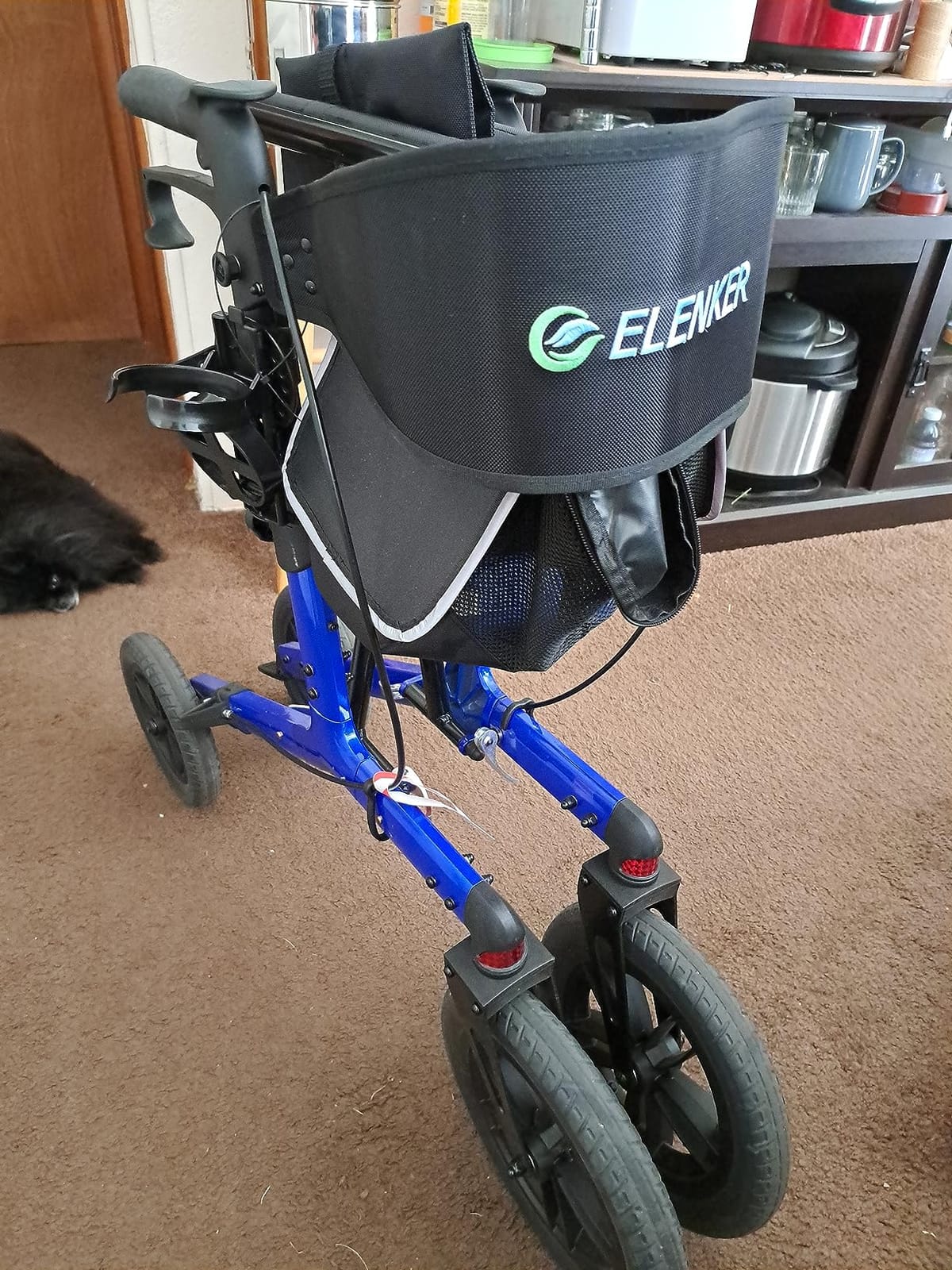 ELENKER All-Terrain Rollator Walker with Non-Pneumatic Tire 12” Front Wheels, Compact Folding Design for Seniors, Red customer photo 2