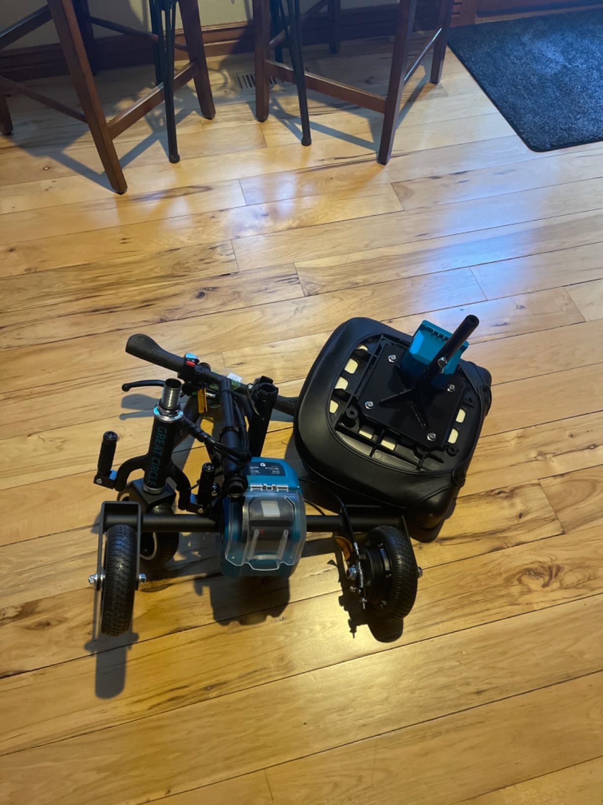 G Mobility Scooter – 3 Wheels, 35 lb Folding Aluminum Frame, Anti-Tip Footrests, Includes (1) 48V 2Ah Li-Ion Battery and Charger, Supports 275 lbs, Airline Friendly customer photo 1
