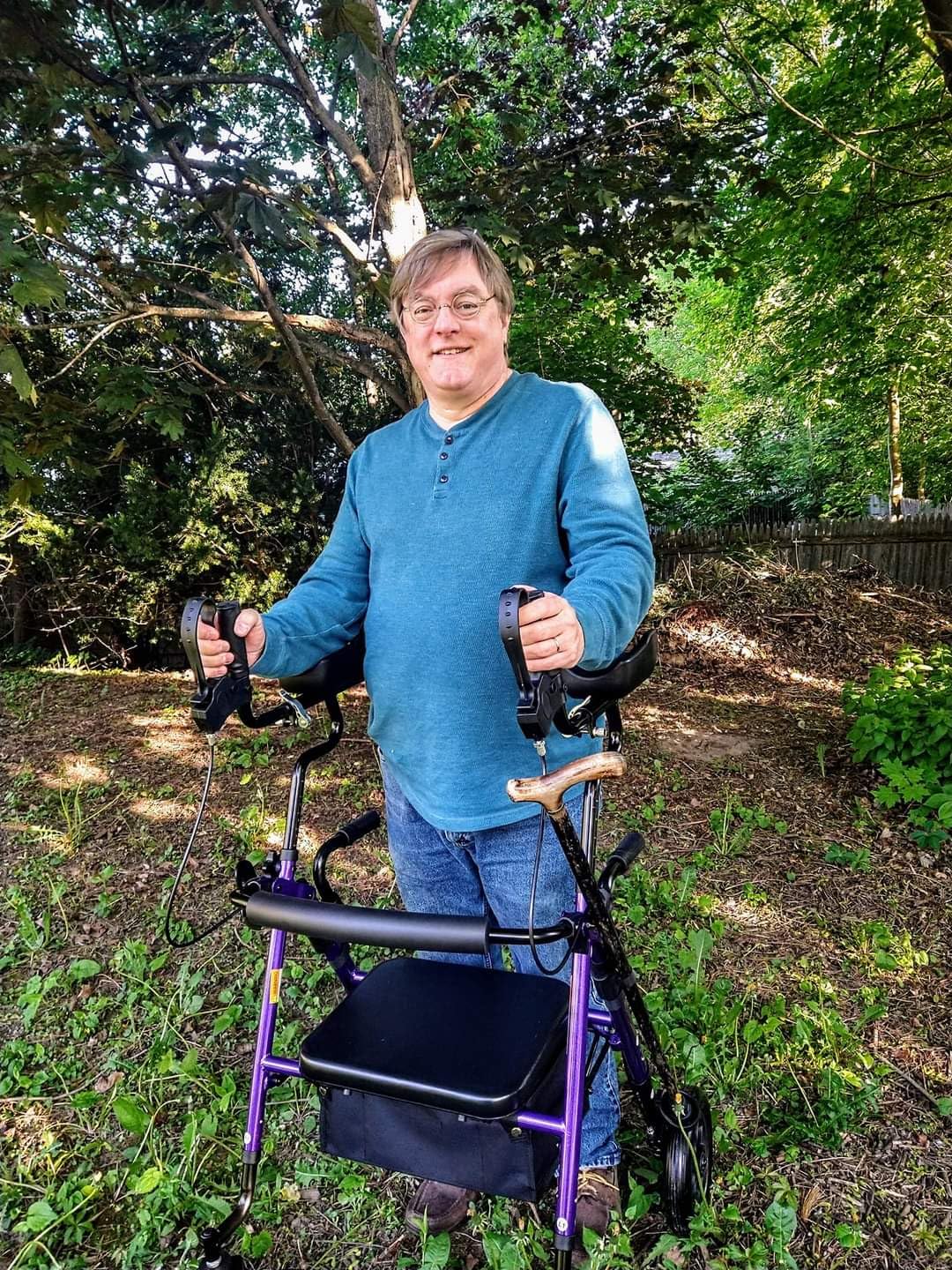ELENKER All-Terrain Upright Rollator Walker, Stand Up Rolling Walker with 10’’Big PU Wheels and Adjustable Padded Armrests for Seniors from 4’8”to 6'4”, Red customer photo 1