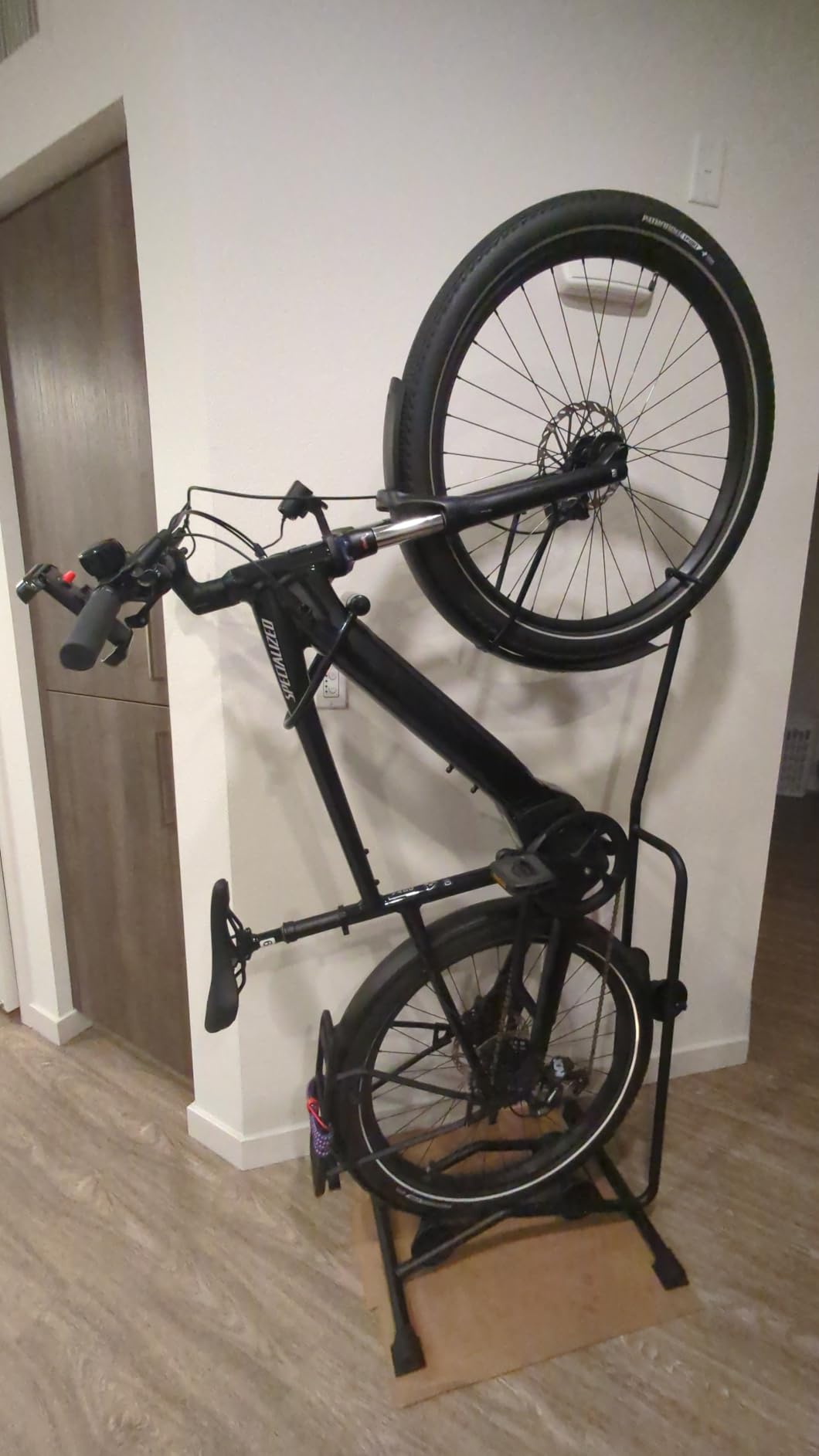 CyclingDeal Upright Bike Stand - Premium Quality Vertical & Horizontal Adjustable Bicycle Floor Parking Rack - for Storing MTB Road Bikes - up to 29” Wheel Size - for Fat Bike - 1 Bike customer photo 1