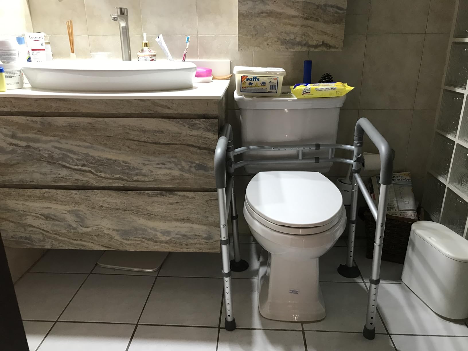 HOMLAND Toilet Safety Rails for Seniors, Adjustable Height & Width, 350 Lbs customer photo 2