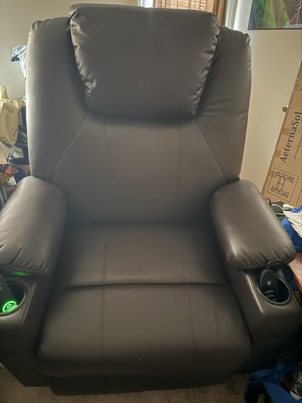 MCombo Oversized Power Lift Recliner Chair for Elderly, Lift Chair with Heat and Massage for Big and Tall, USB&Type C Ports, Cup Holders, Faux Leather R7510 (Grey, Large-Wide) customer photo 1
