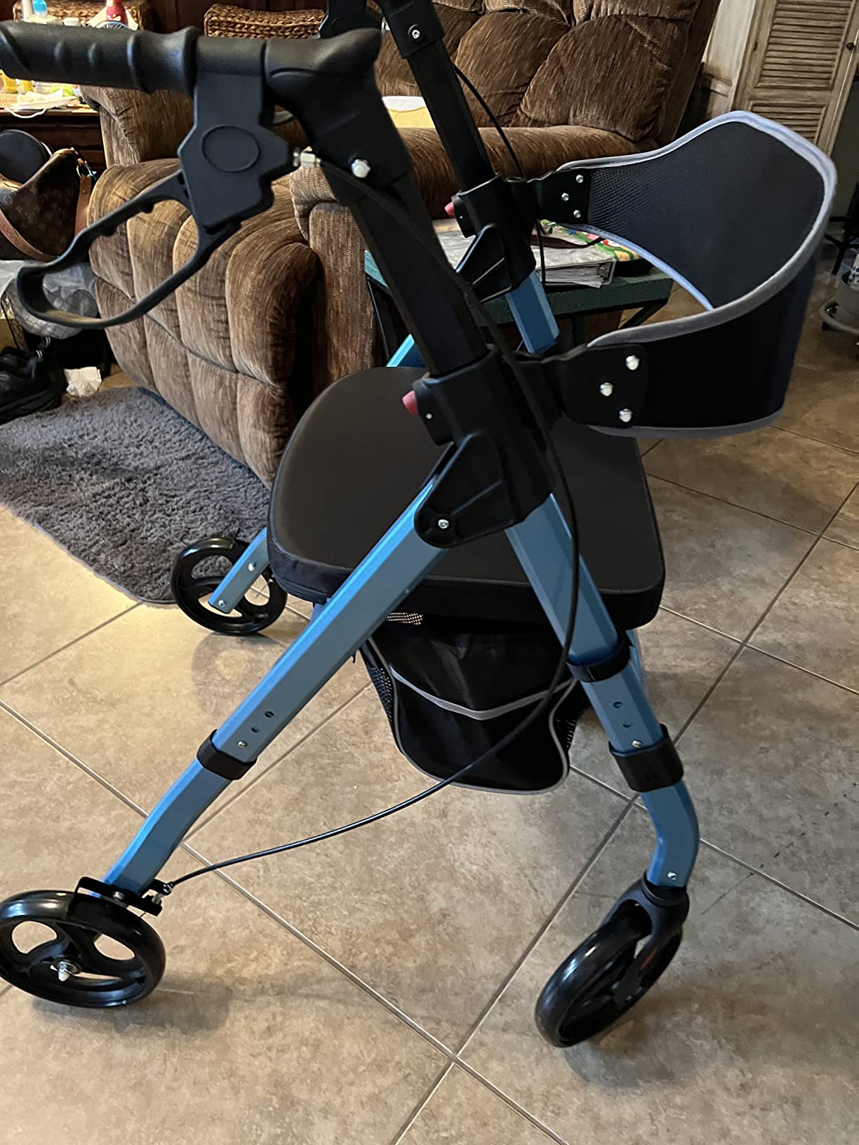 BlessReach Foldable Heavy-Duty Rollator Walkers with Seat for Seniors,Black customer photo 2