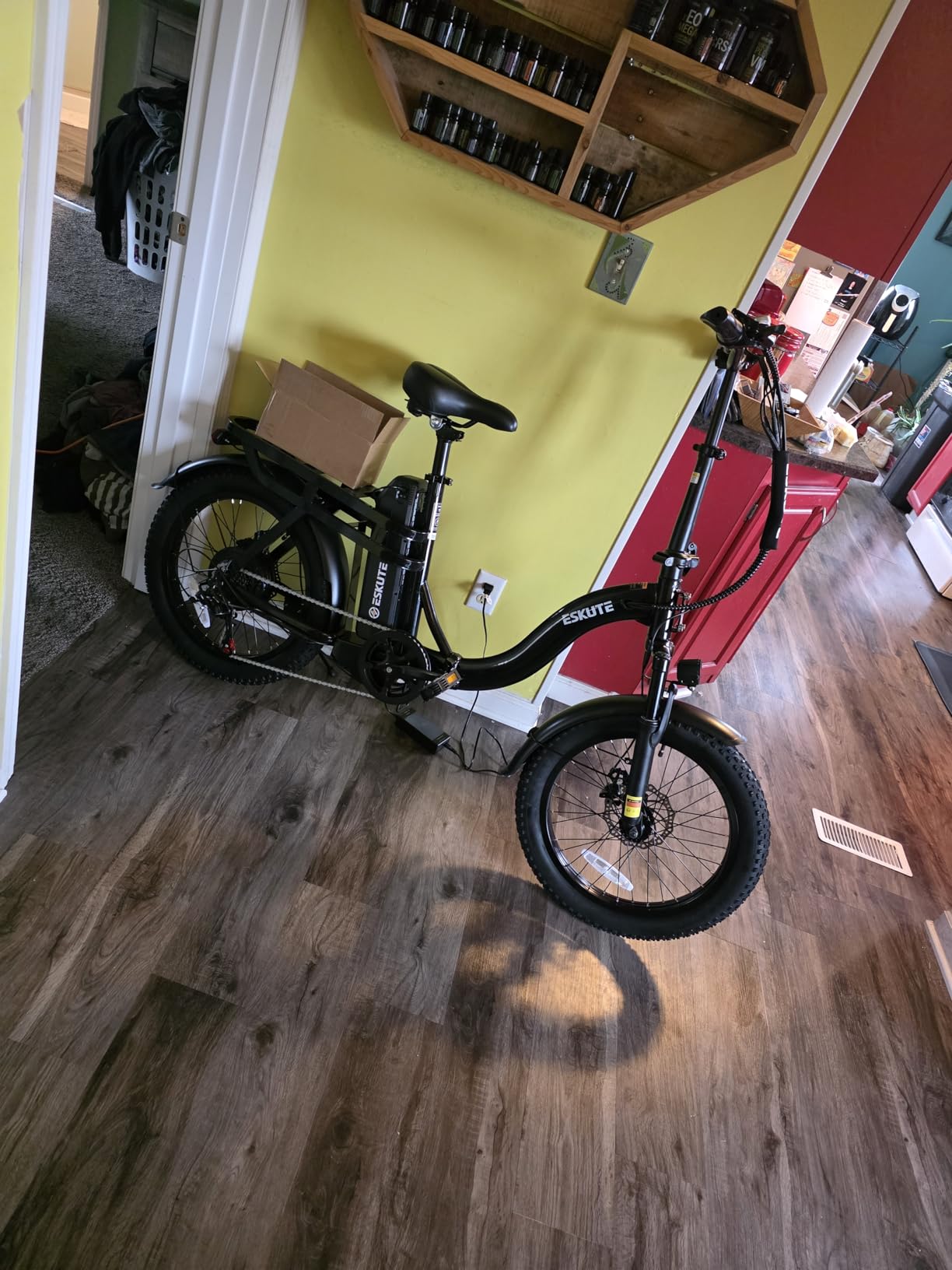 ESKUTE Electric Bike for Adults – 1200W Peak Motor, Folding 20x3 Fat Tire E‑Bike, 48V 13Ah Battery, Step‑Through Cargo Fold Ebike, NFC Unlock, 20+ MPH, 7‑Speed, Up to 55 Miles customer photo 2