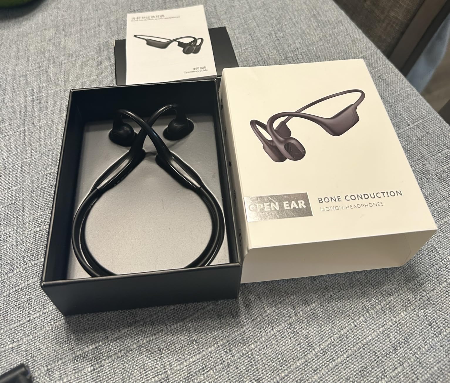 Bone Conduction Headphones, Bluetooth 6.0 Open-Ear Sport Headset, 22g Ultra-Light with Mic, IP55 Waterproof, 10H Battery & Fast Charging for Running, Cycling, Gym Workouts (Light Black) customer photo 1